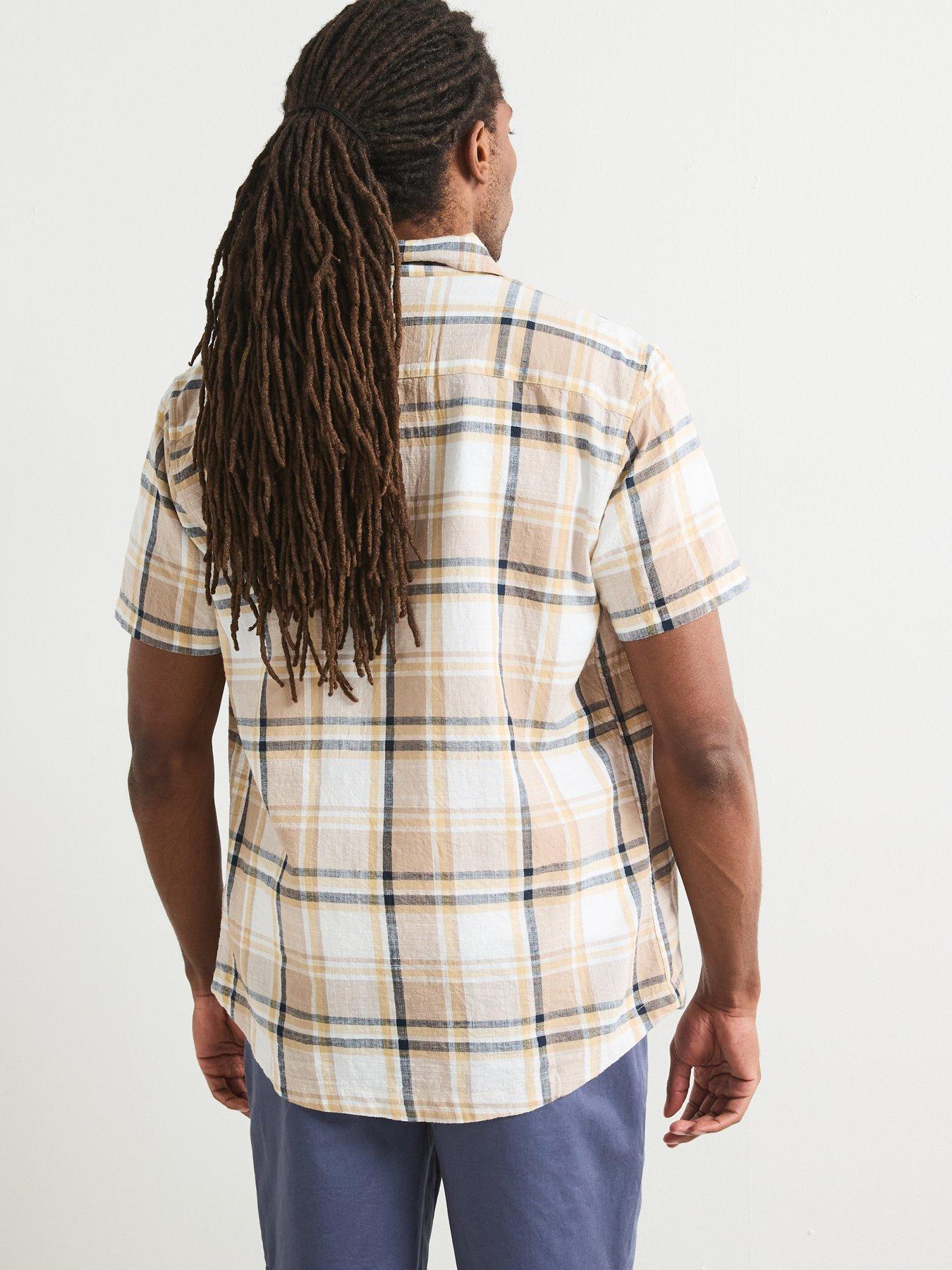  image of very-man-short-sleeve-check-shirt-stone