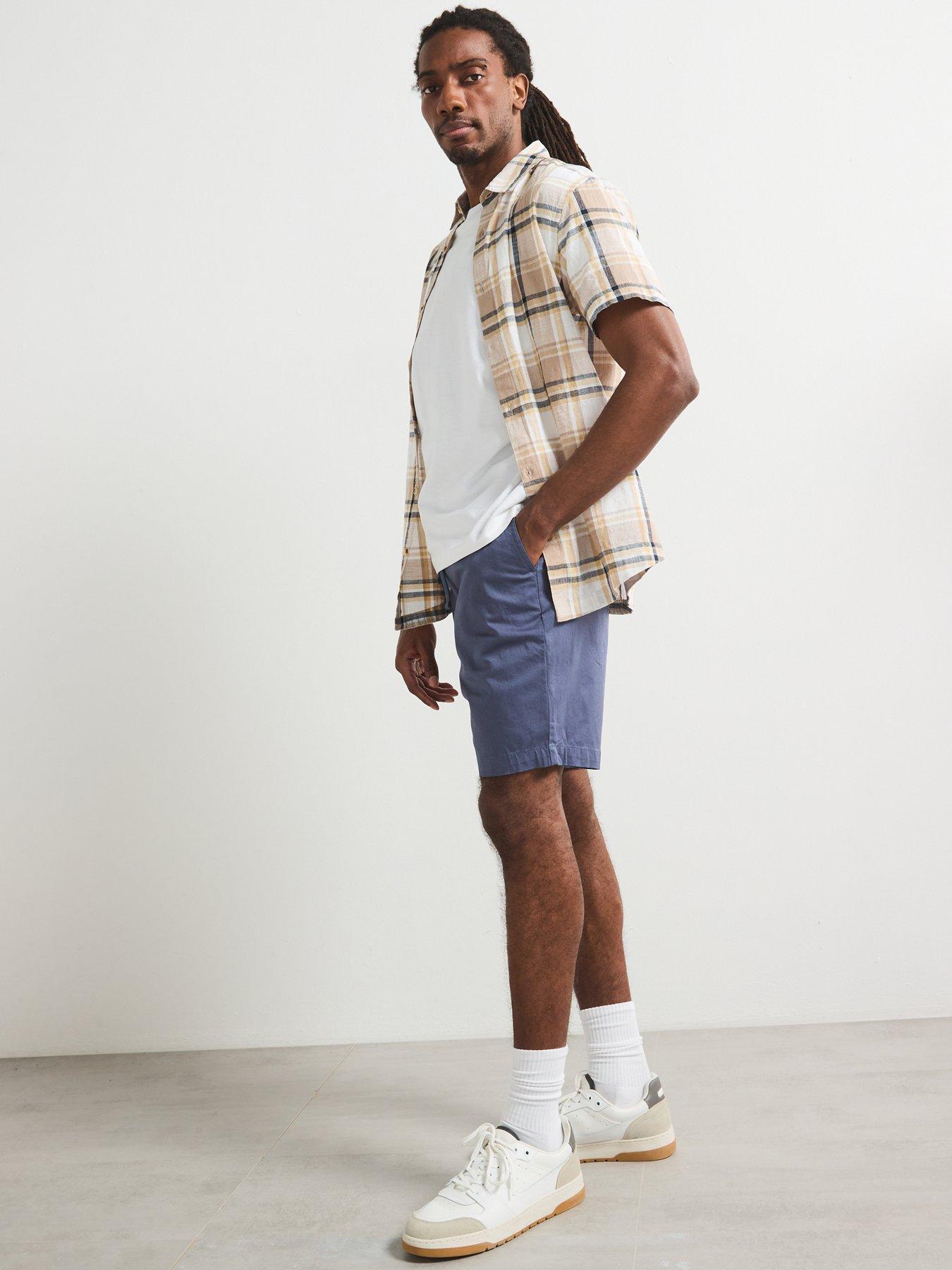 image of very-man-short-sleeve-check-shirt-stone