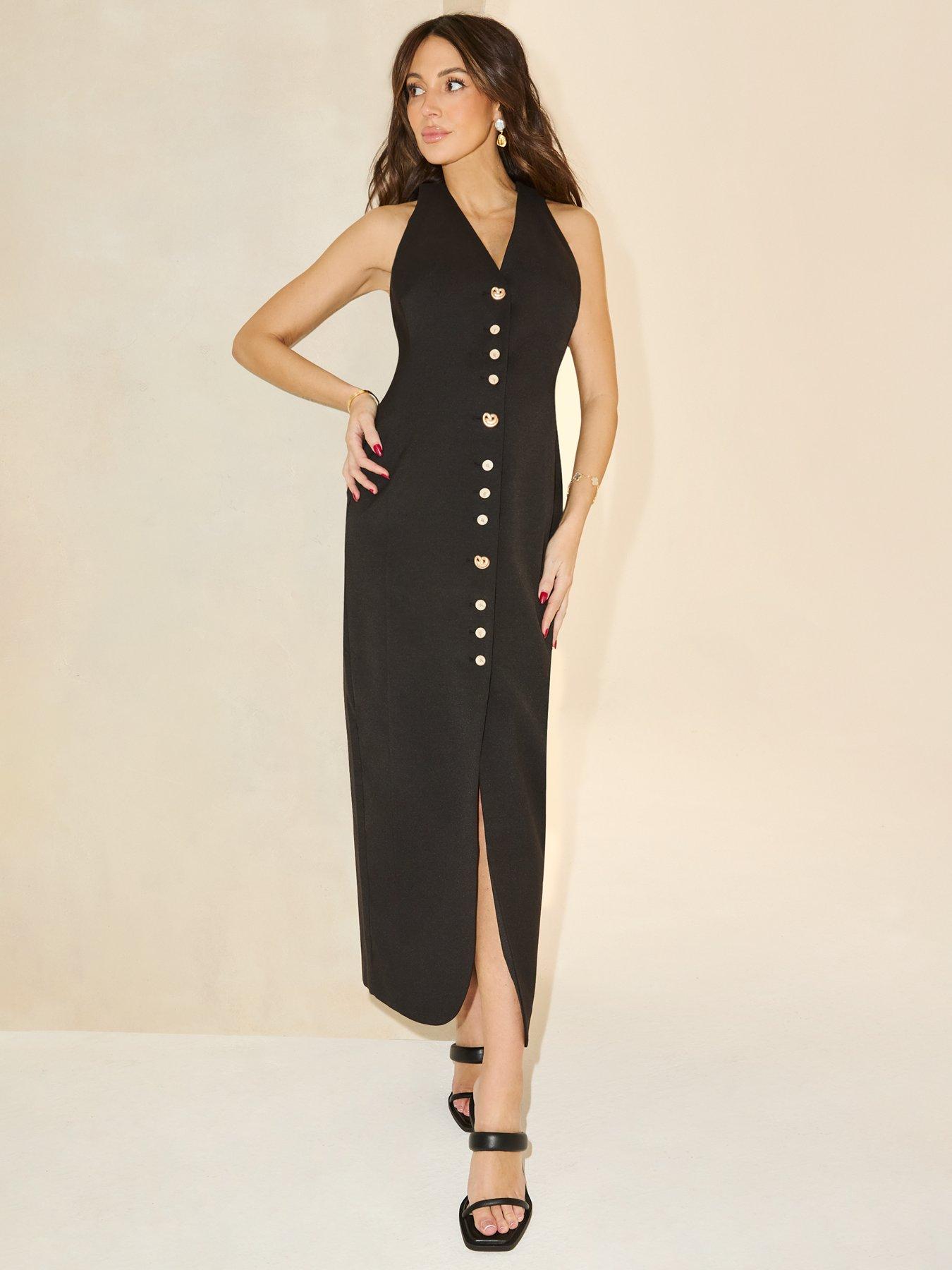  image of michelle-keegan-tailored-multi-button-dress-blacknbsp