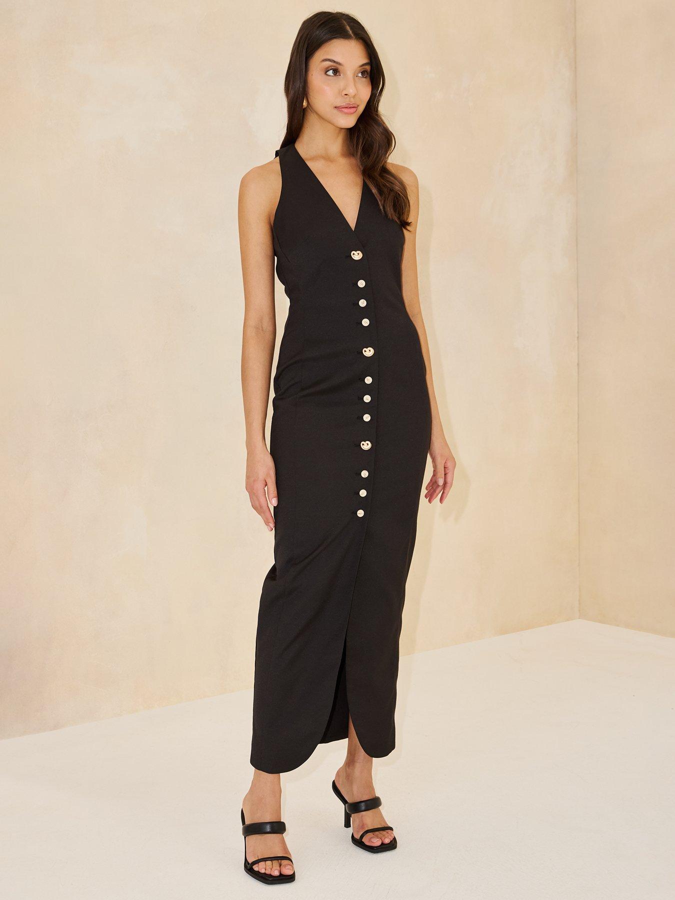 Image 3 of 5 of Michelle Keegan Tailored Multi Button Dress - Black