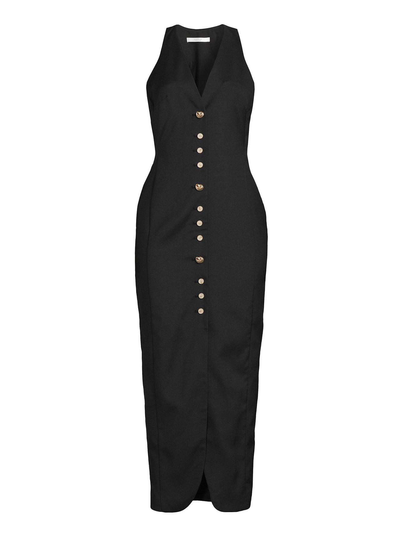  image of michelle-keegan-tailored-multi-button-dress-blacknbsp
