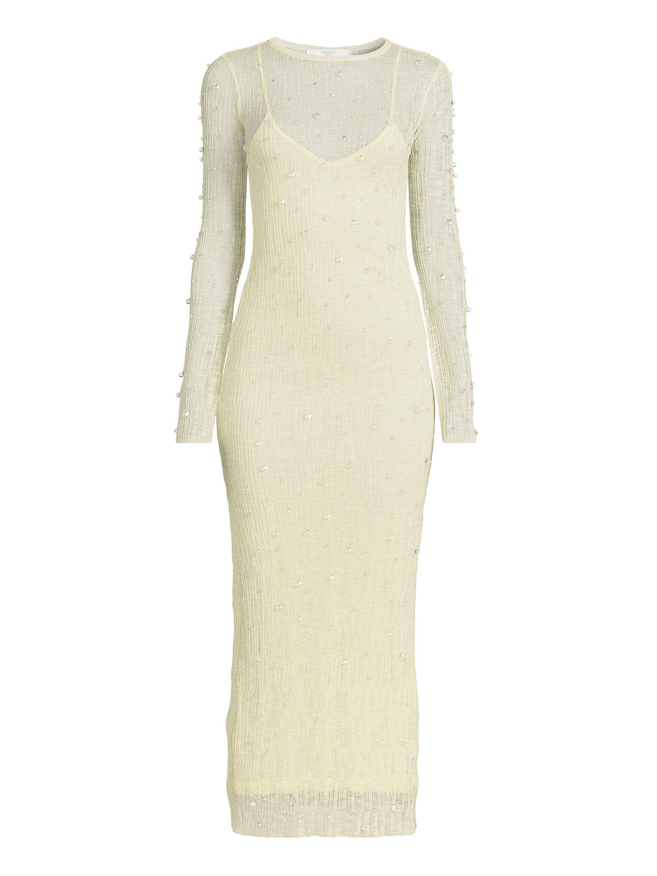michelle keegan knitted dress Michelle Keegan Beaded Long Sleeve Knitted Dress - Green