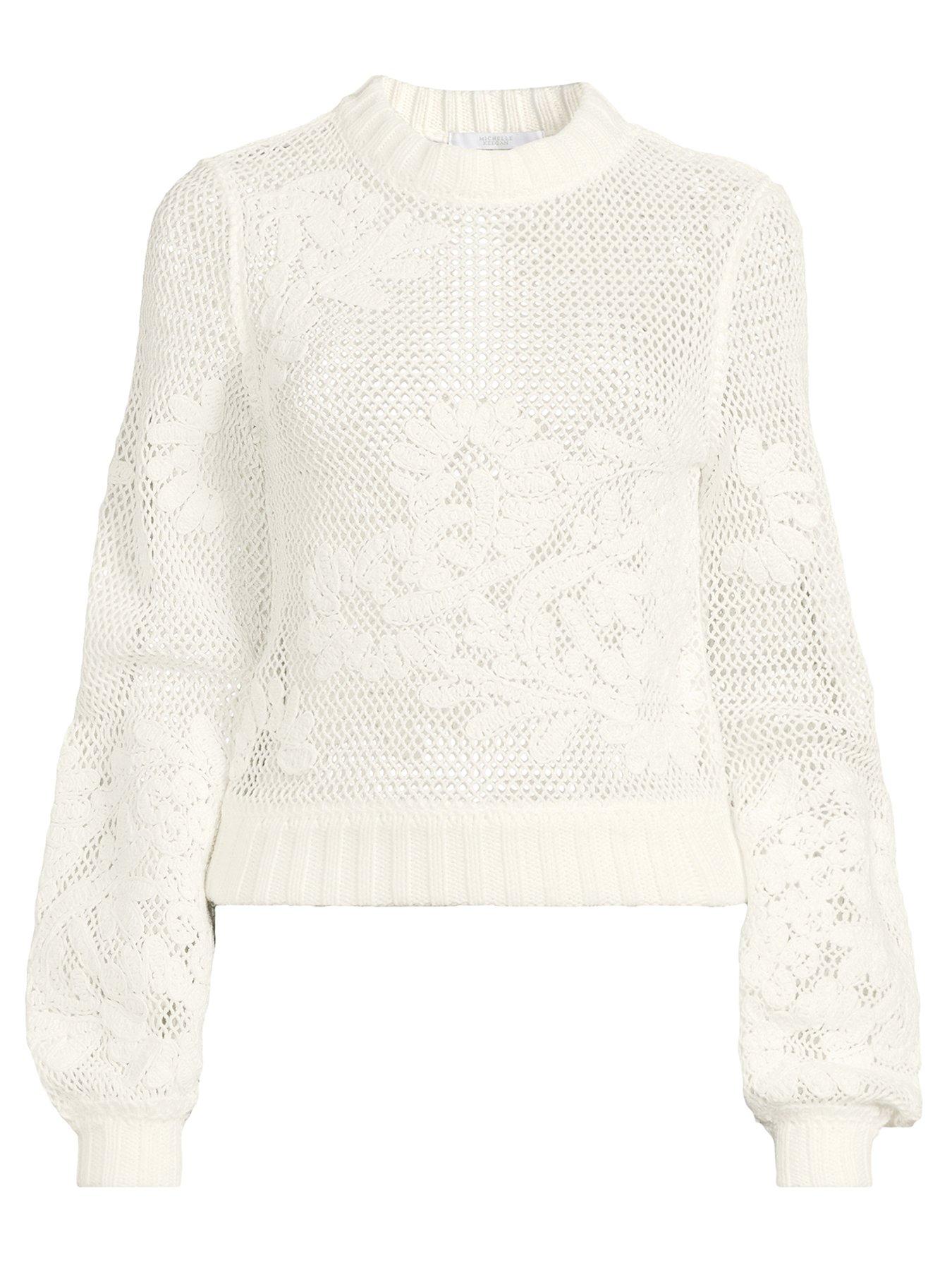  image of michelle-keegan-applique-open-knit-jumper-cream