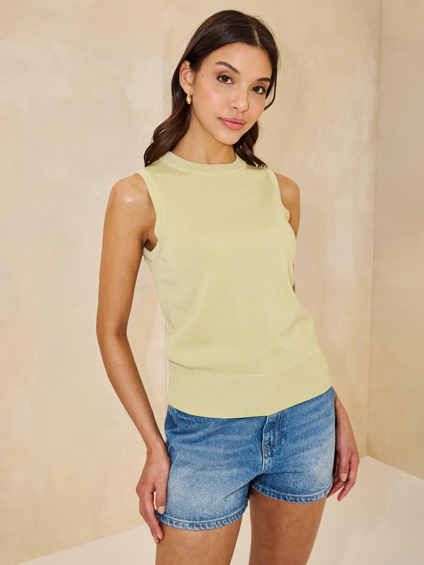  image of michelle-keegan-metallic-knit-top-green