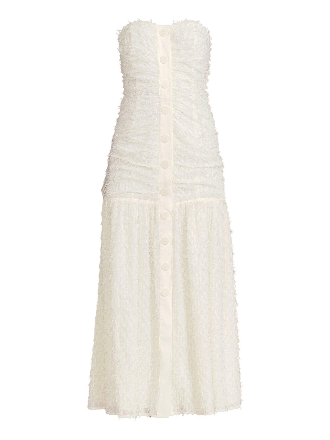 image of michelle-keegan-texturednbspbandeau-dress-creamwhite