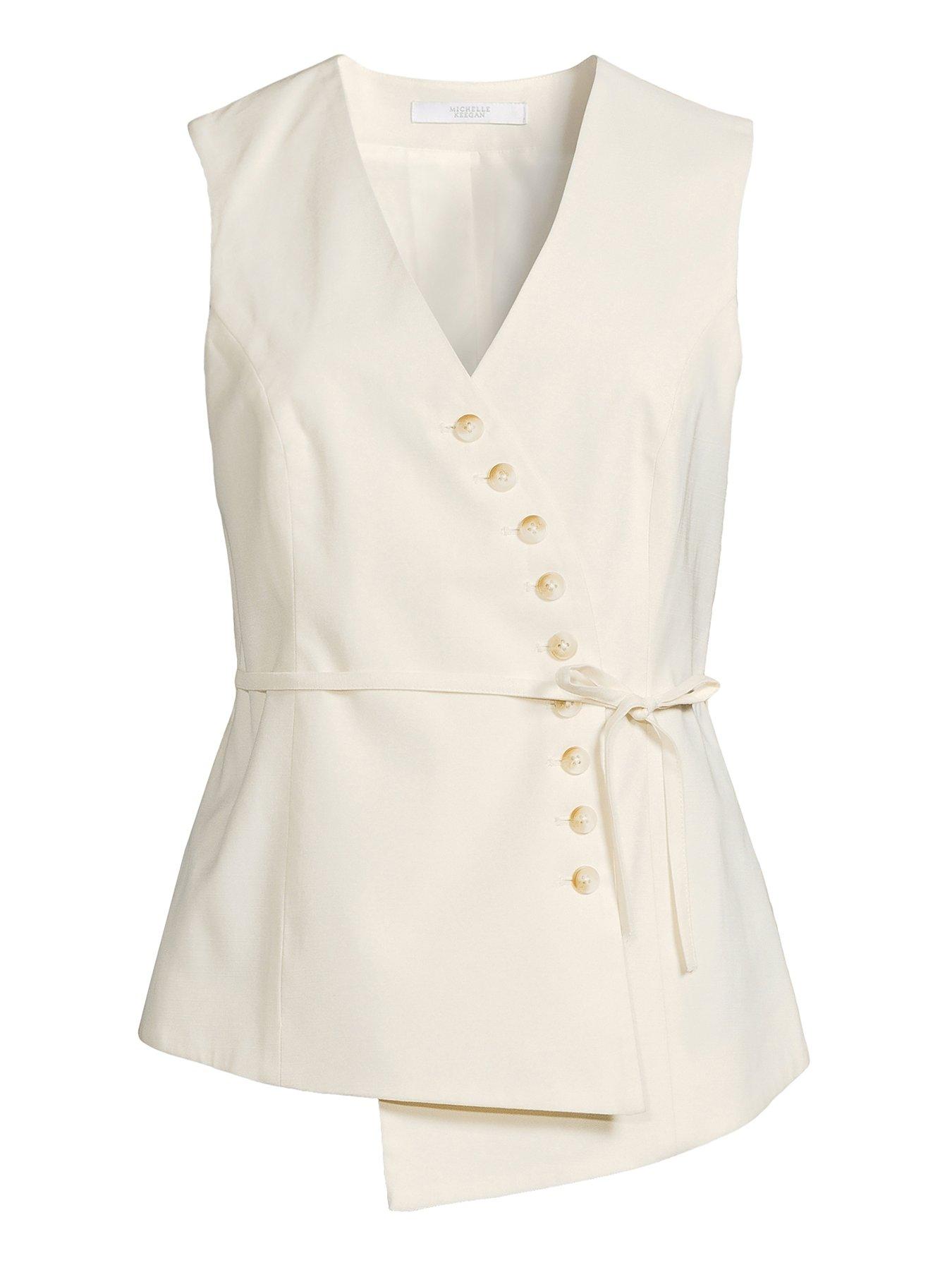  image of michelle-keegan-co-ordnbspbutton-detailed-waistcoat-cream