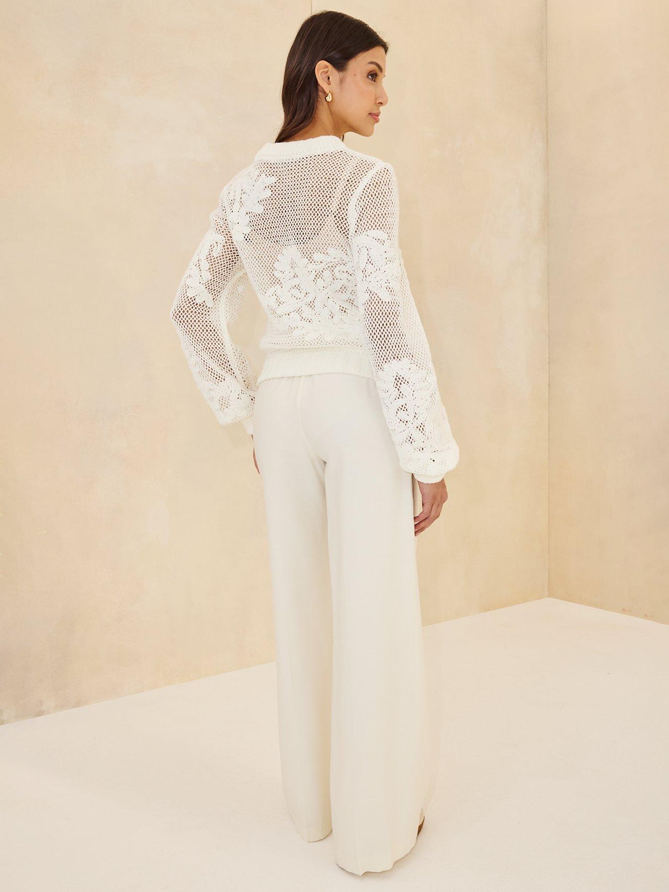  image of michelle-keegan-wide-legnbsptrouser-co-ordnbsp--cream