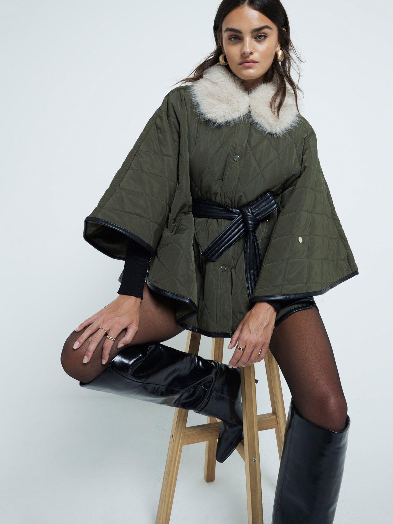 river-island-quilted-cape-with-faux-fur-collar-khaki