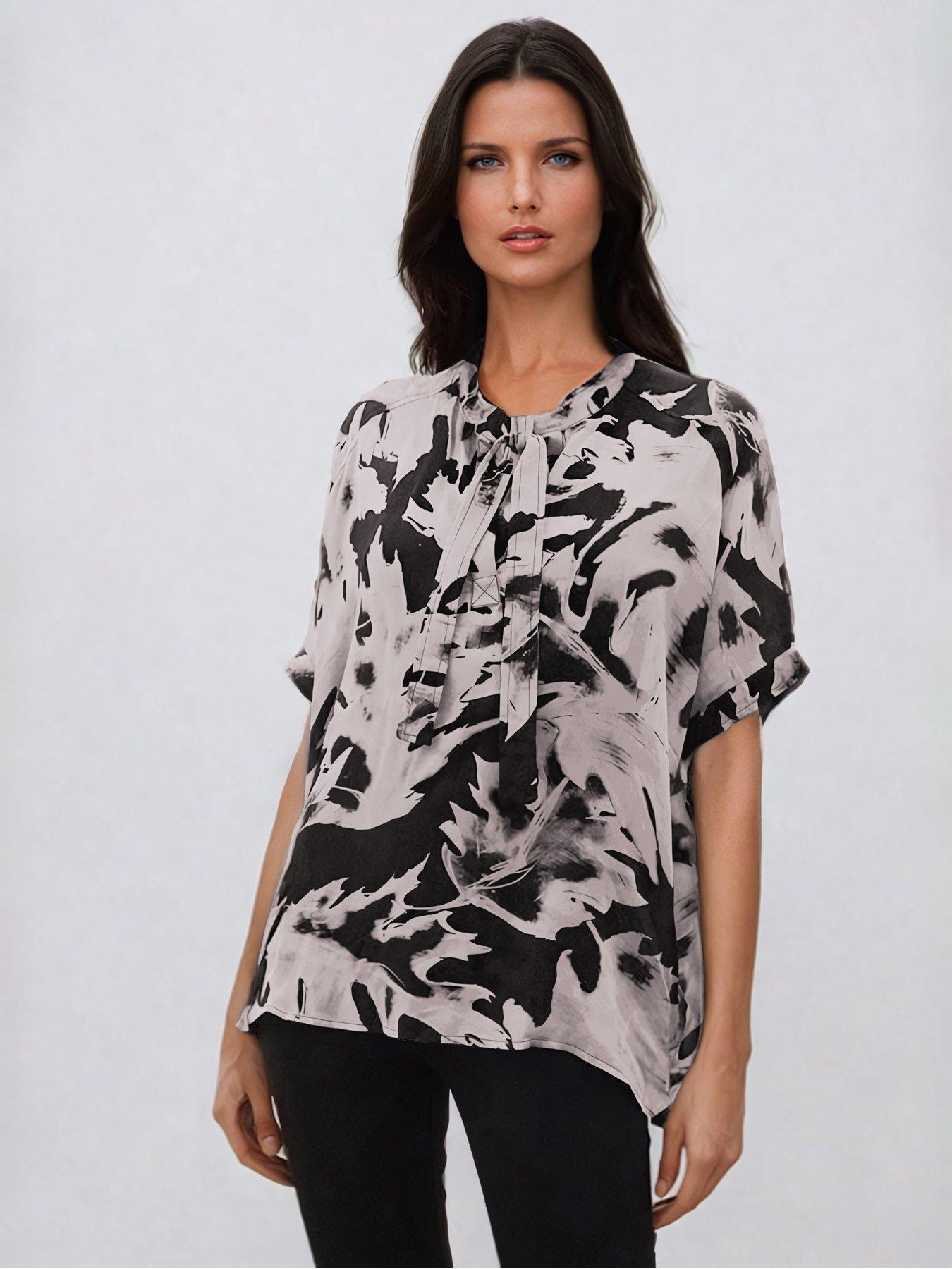 undefined Oversized Hidden Blouse In Abstract Print On Cupro