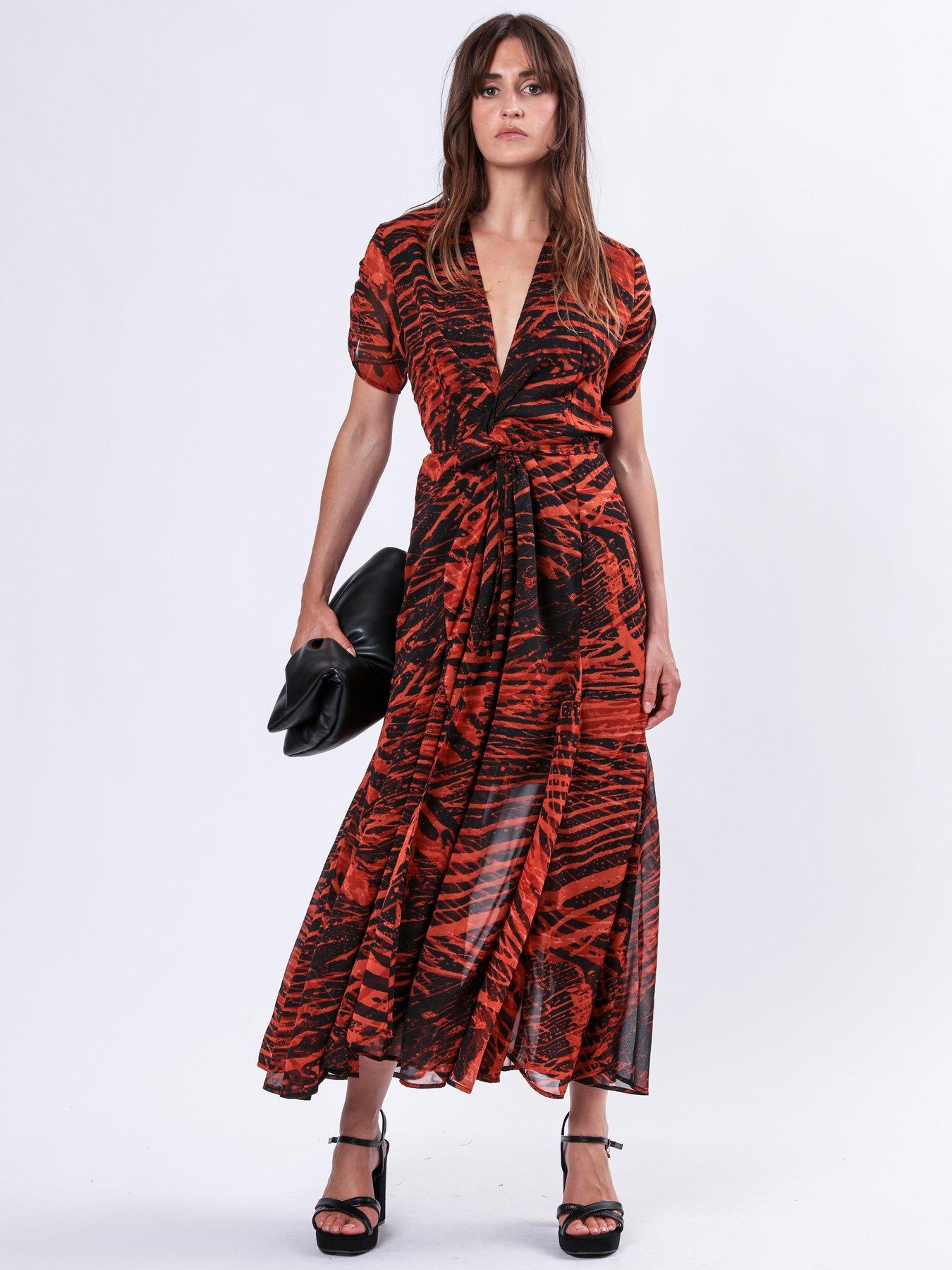 Religion Delight Maxi Wrap Dress With Cap Sleeve In Beautiful Prints - Red