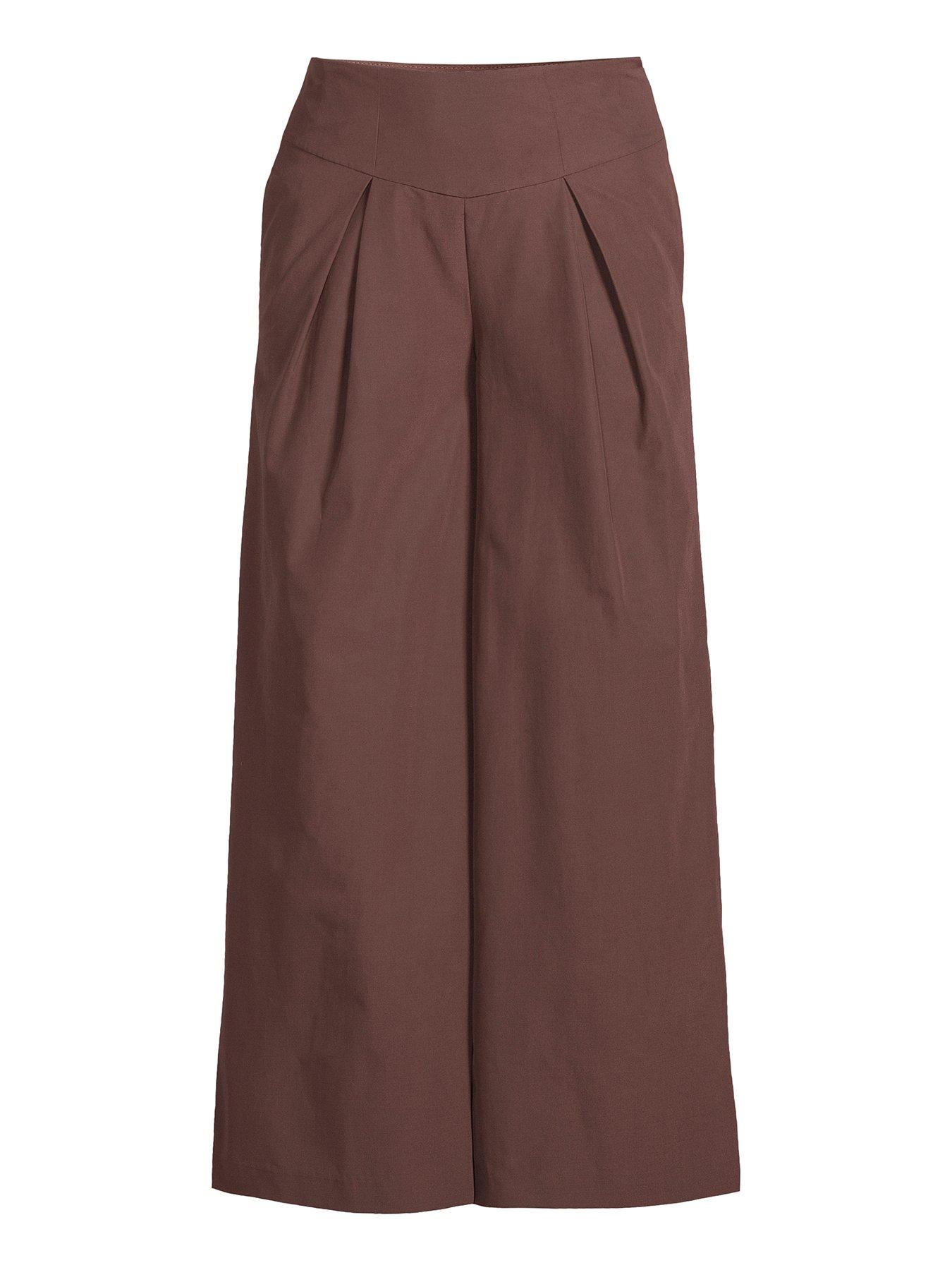  image of michelle-keegan-waistband-wide-leg-trousers-brown