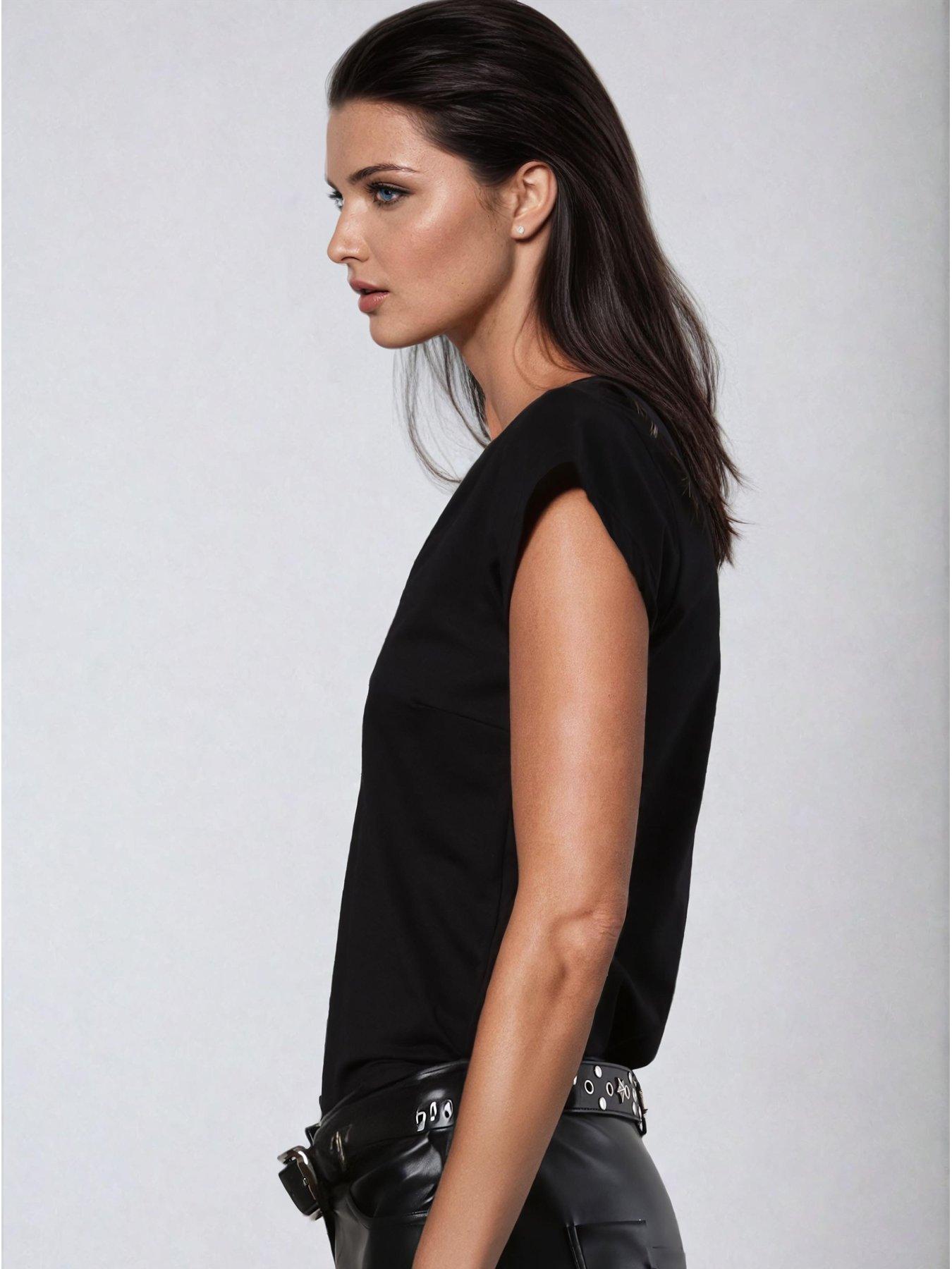  image of religion-v-neck-ss-top-with-tonal-beaded-neckline-black