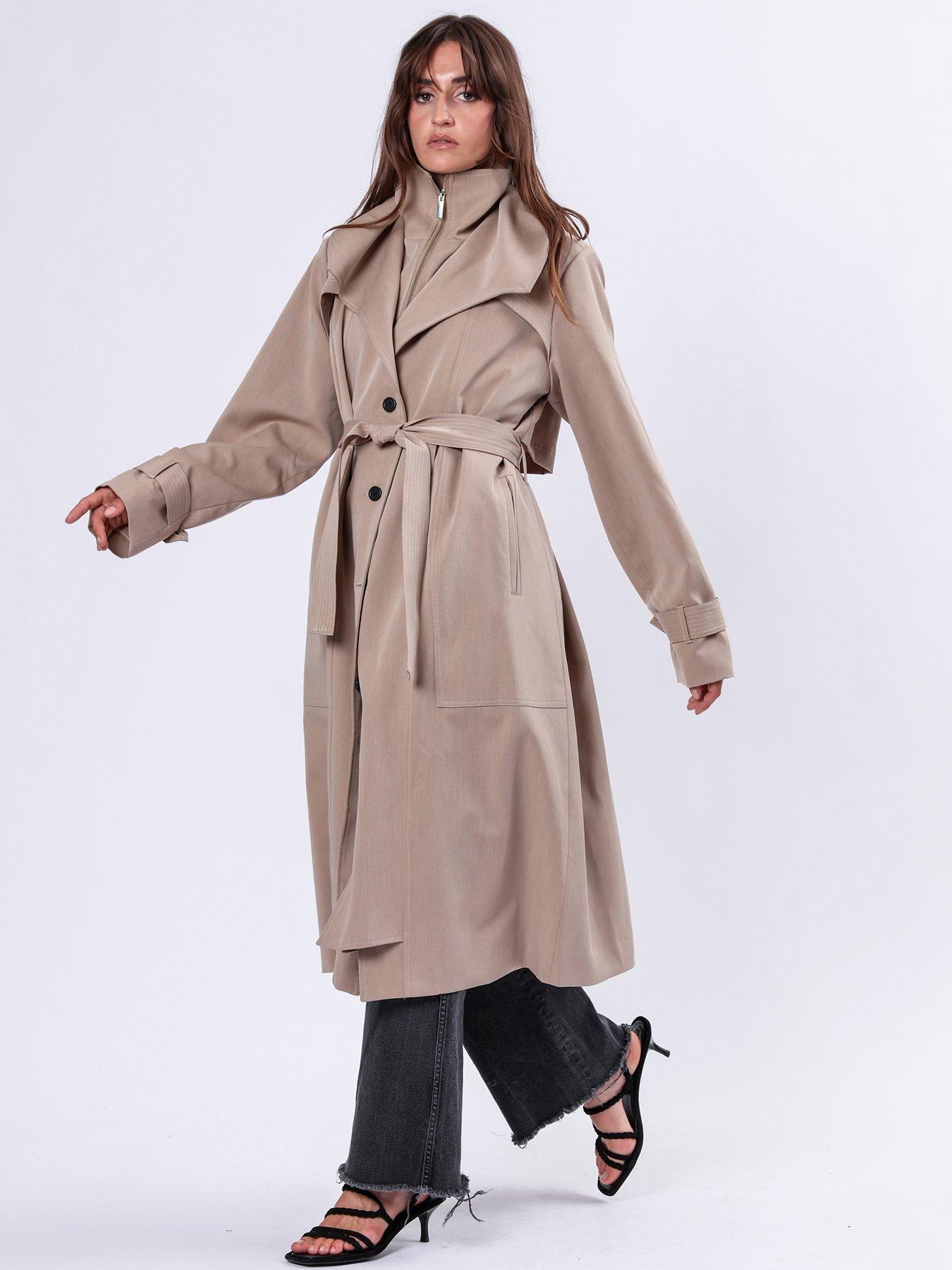  image of religion-spirit-maxi-trench-coat-with-draped-double-layer-and-belt