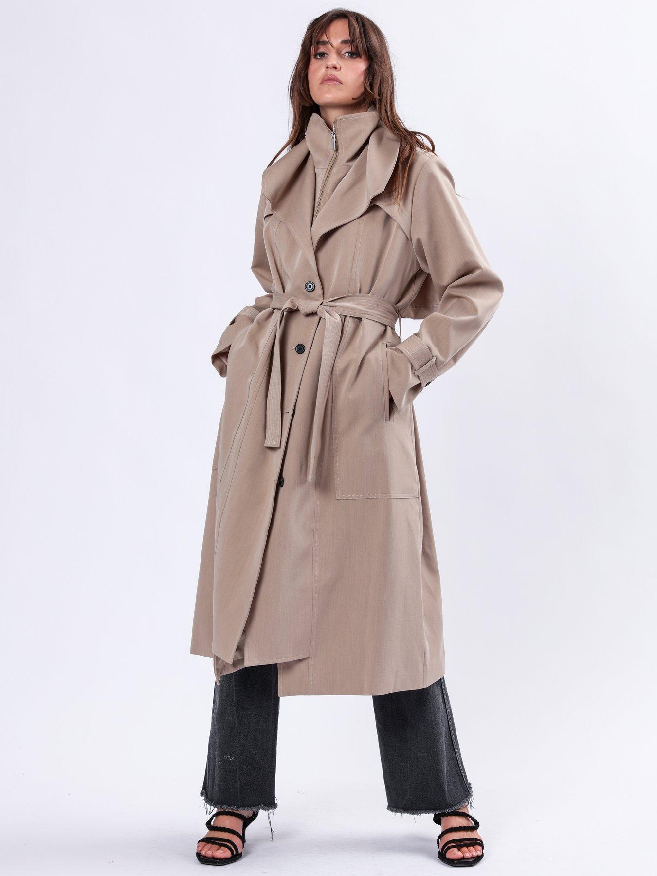  image of religion-spirit-maxi-trench-coat-with-draped-double-layer-and-belt