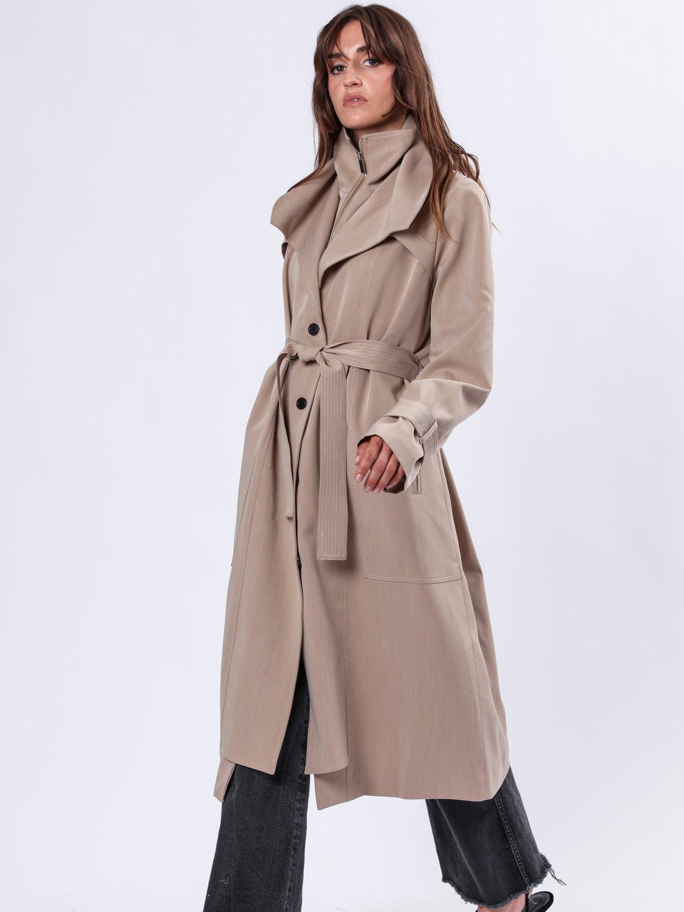  image of religion-spirit-maxi-trench-coat-with-draped-double-layer-and-belt