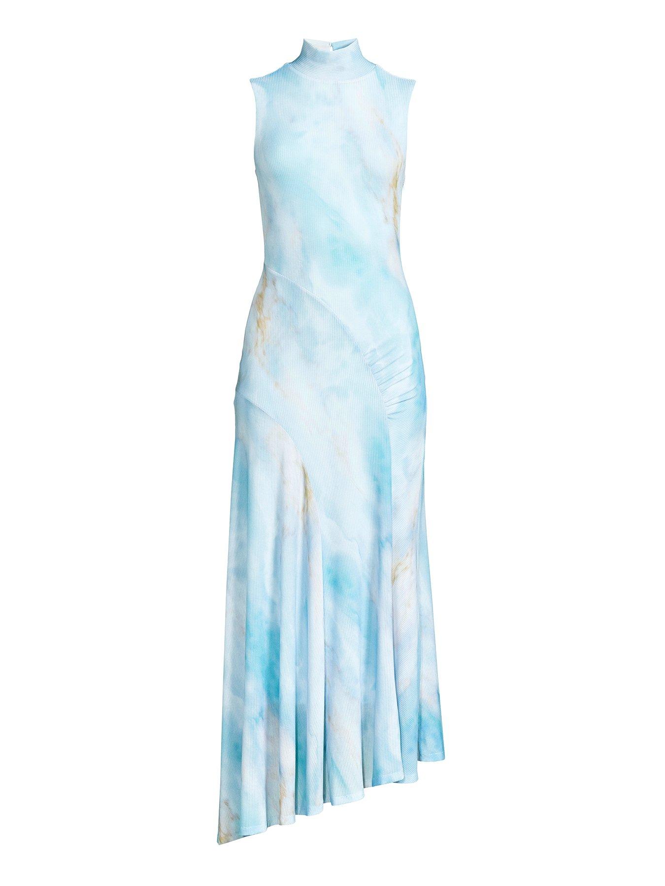  image of michelle-keegan-high-neck-printed-midaxi-dress-blue