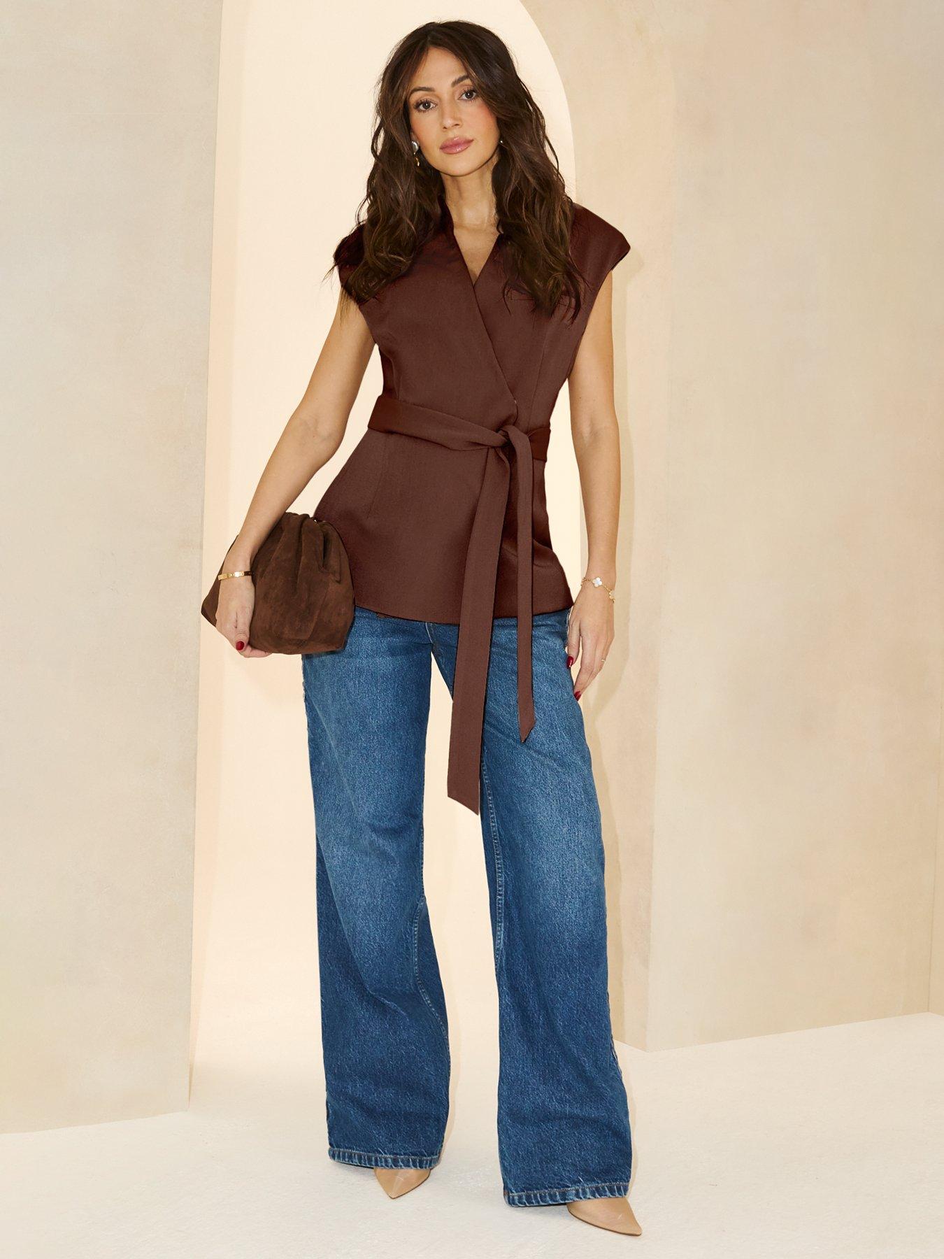 michelle-keegan-wrap-over-belt-waistcoat-brownnbsp