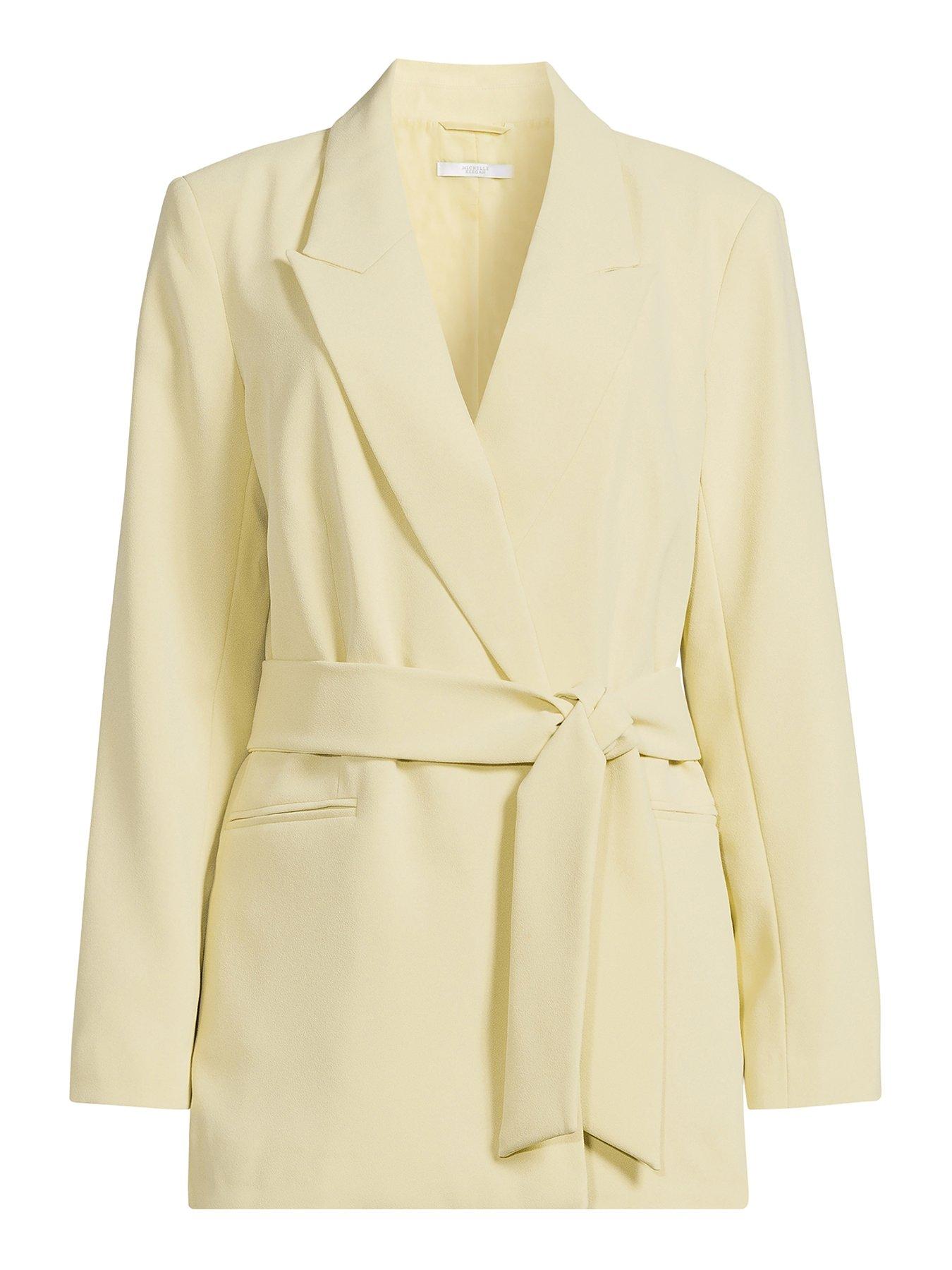  image of michelle-keegan-oversized-blazer-with-neck-scarf-green