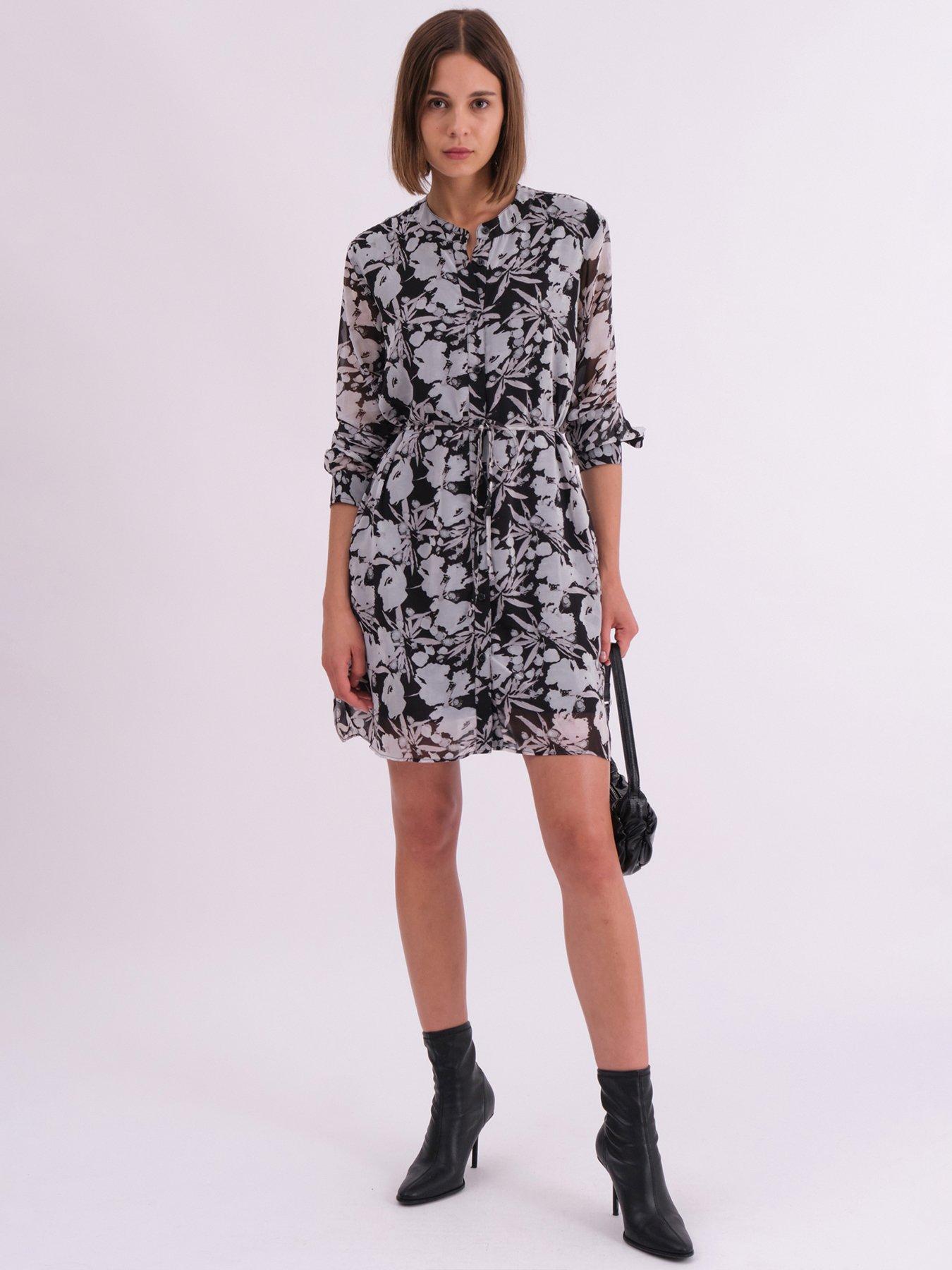 undefined Solstice Kaftan Shirt Dress With Tie Waist - Black