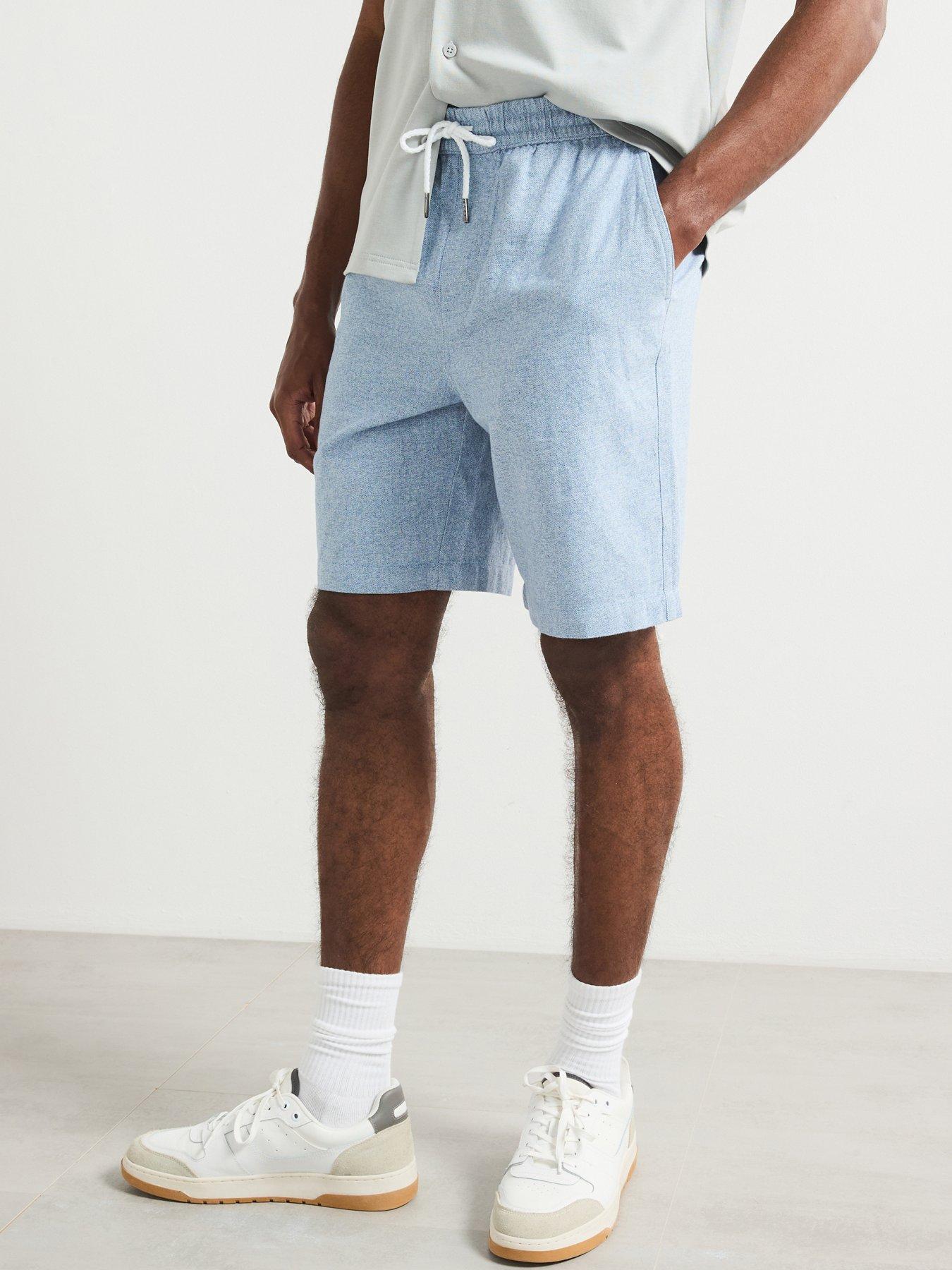 Very Man Grindle Marl Elasticated Shorts - Light Blue