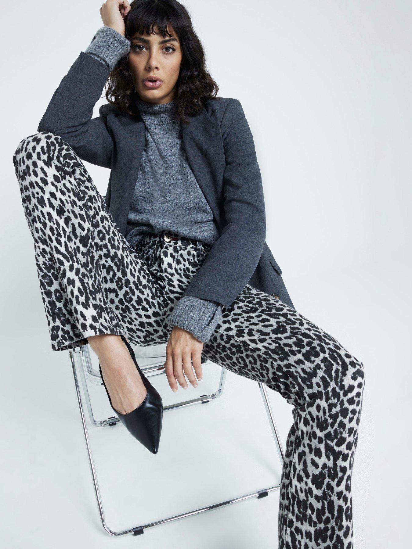 undefined Bootcut Animal Print Jeans - Black