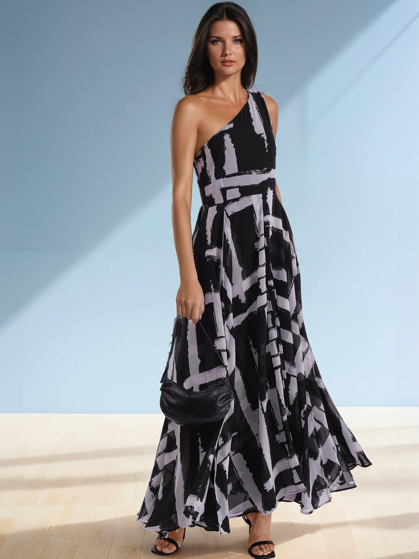 undefined Knitted Abstract Bandeau Maxi Dress - Black