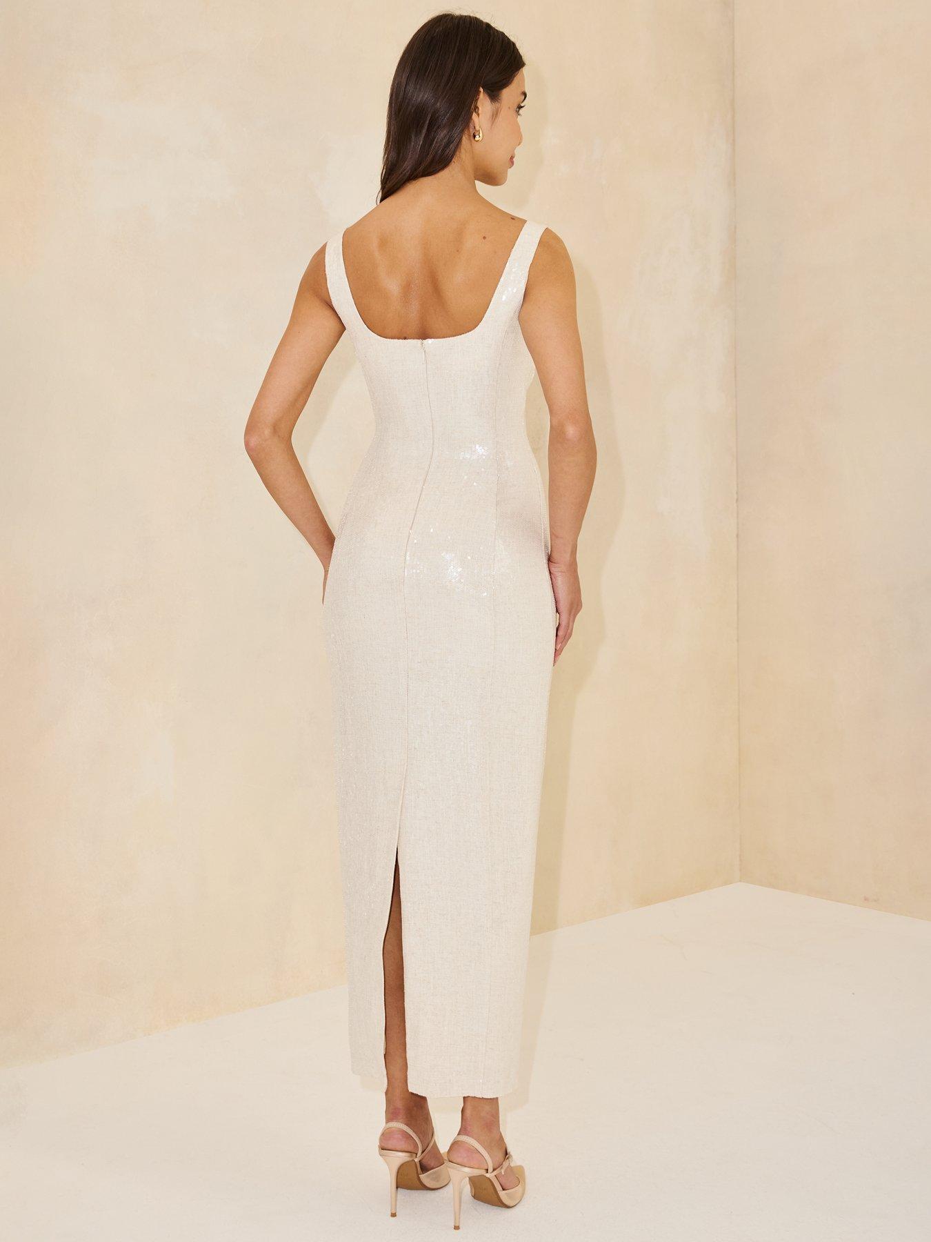  image of michelle-keegan-sequin-midaxi-tailored-dress-beigenbsp