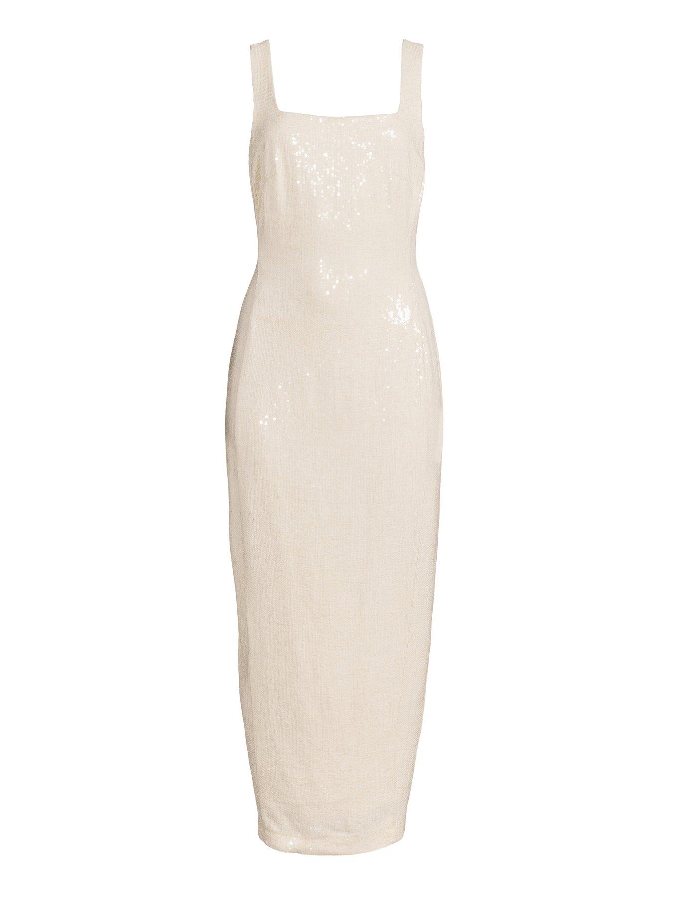  image of michelle-keegan-sequin-midaxi-tailored-dress-beigenbsp