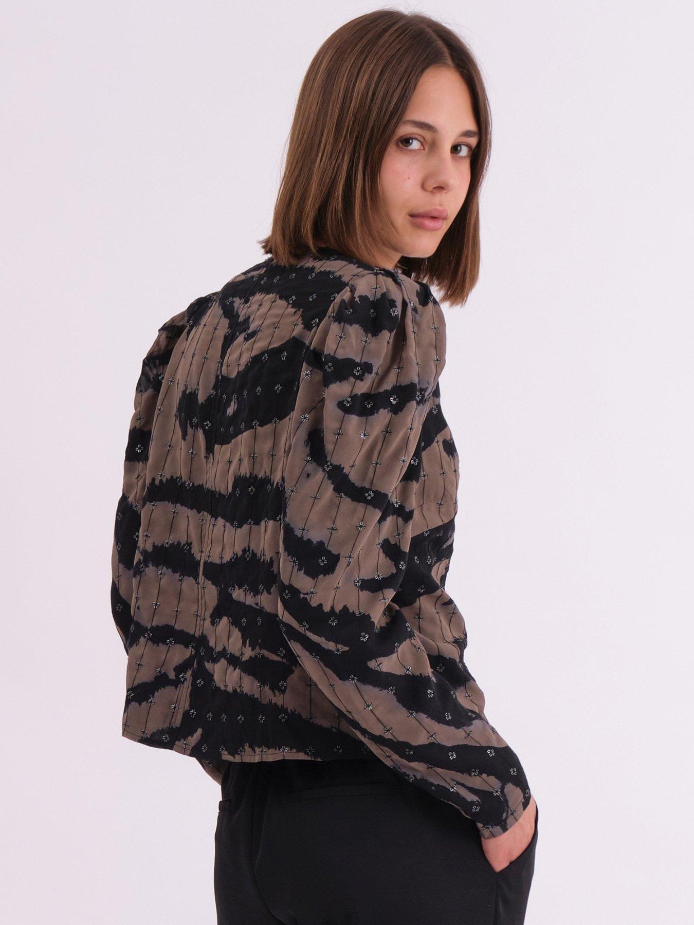  image of religion-shine-shirt-blouse-in-animal-print-with-allover-sequin-pattern