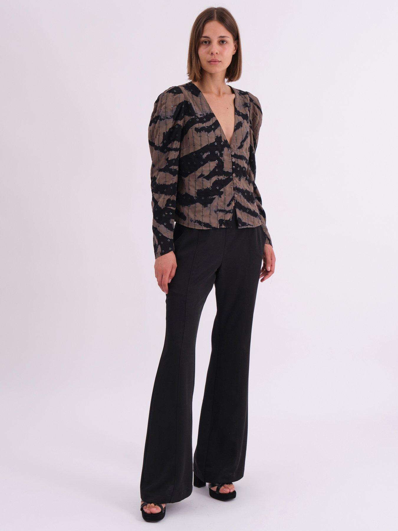  image of religion-shine-shirt-blouse-in-animal-print-with-allover-sequin-pattern