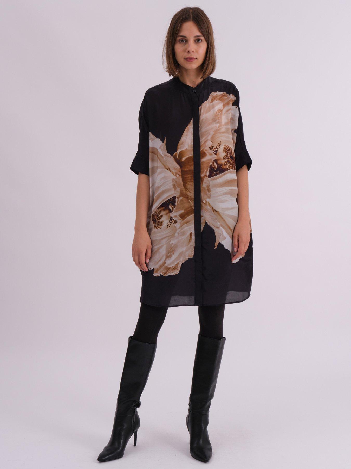  image of religion-twist-oversized-tunic-dress-with-large-floral-placement-print
