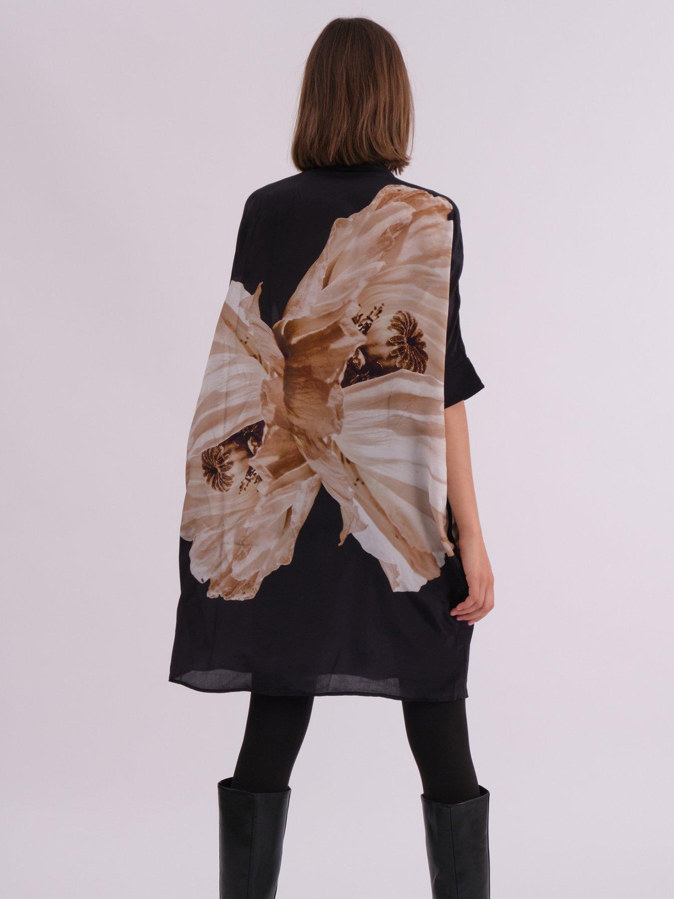  image of religion-twist-oversized-tunic-dress-with-large-floral-placement-print