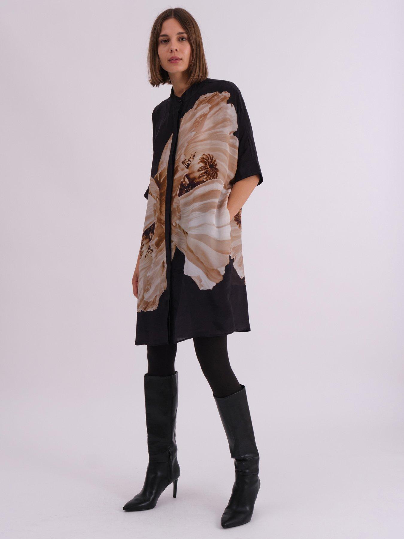  image of religion-twist-oversized-tunic-dress-with-large-floral-placement-print