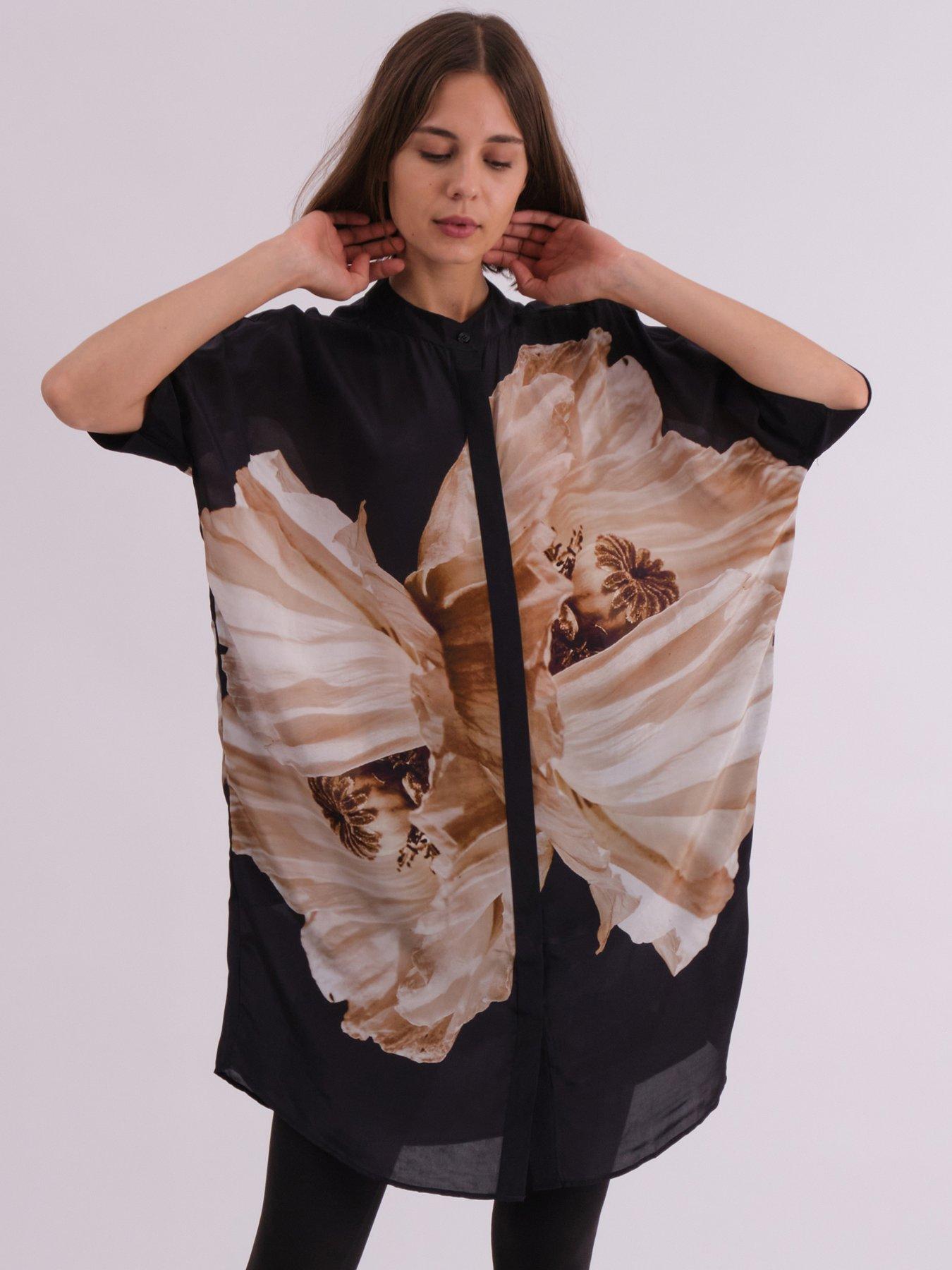  image of religion-twist-oversized-tunic-dress-with-large-floral-placement-print