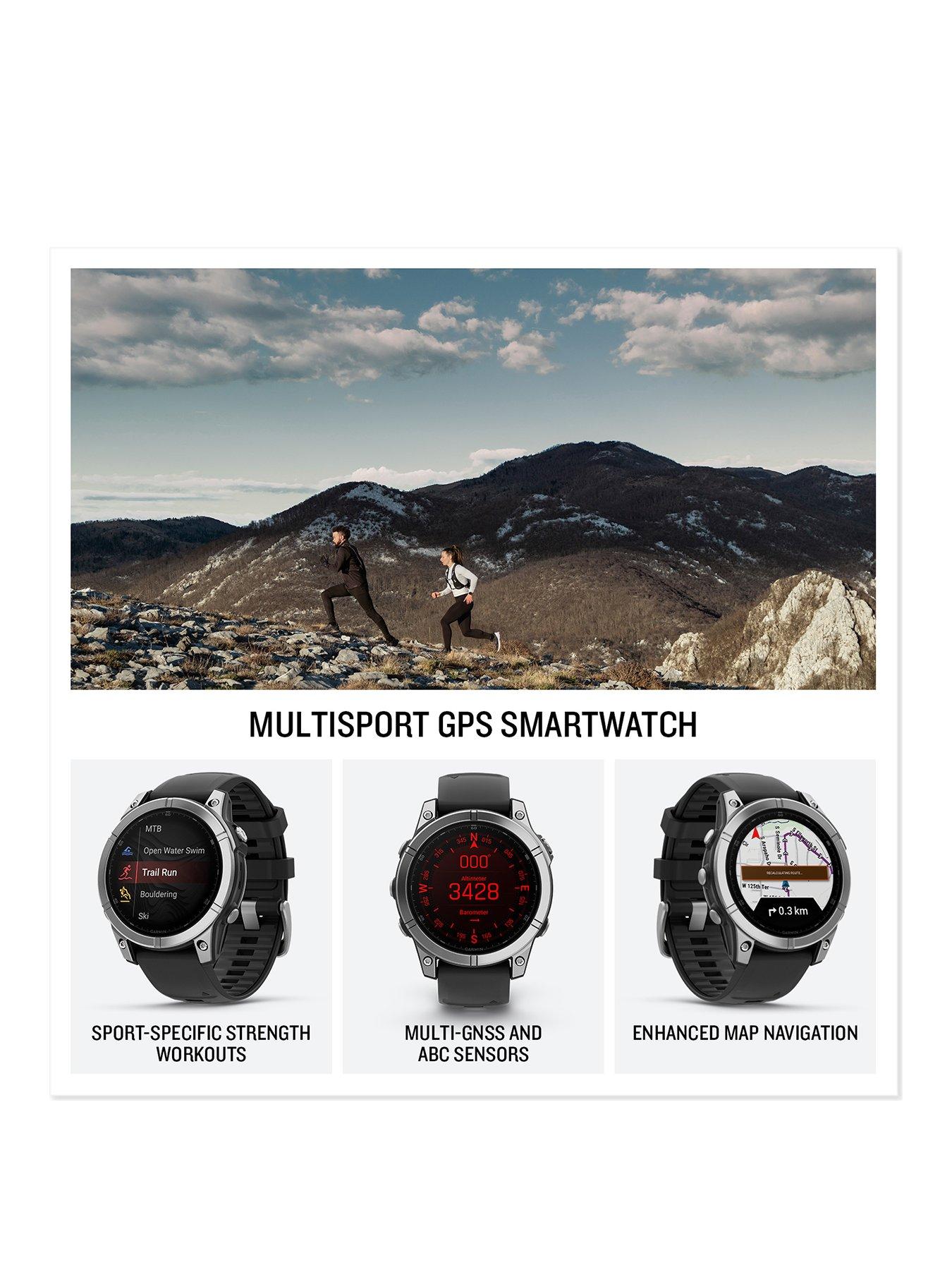 Image 2 of 7 of Garmin fenix E Smartwatch -&nbsp;Stainless Steel with Black Silicone Band