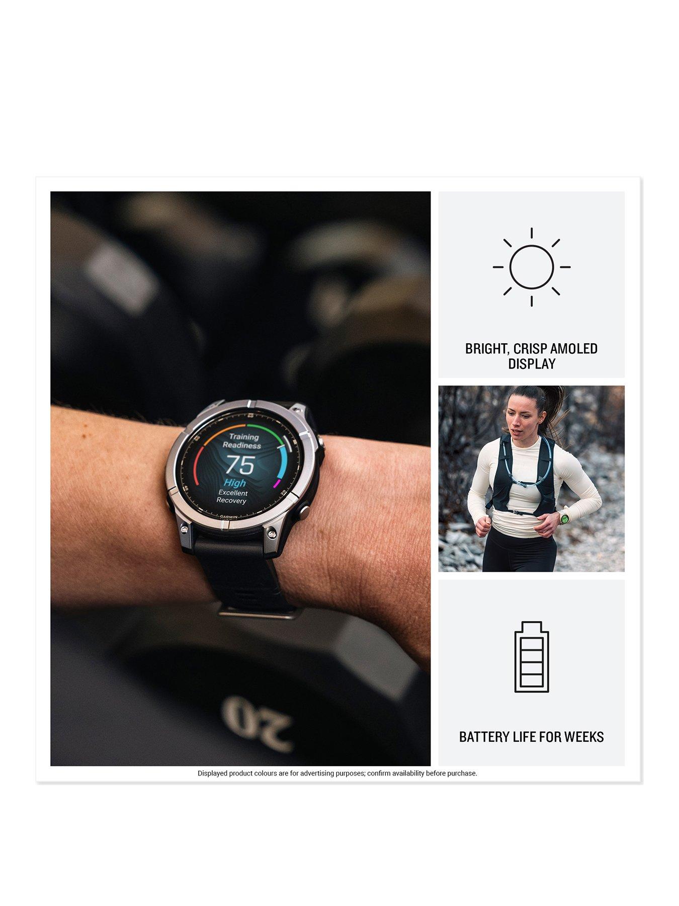  image of garmin-fenix-e-stainless-steel-with-black-silicone-band
