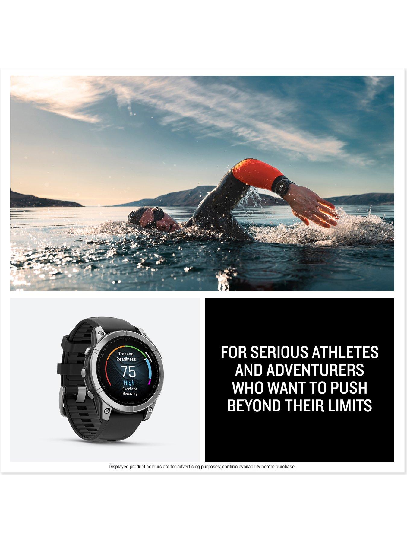  image of garmin-fenix-e-stainless-steel-with-black-silicone-band