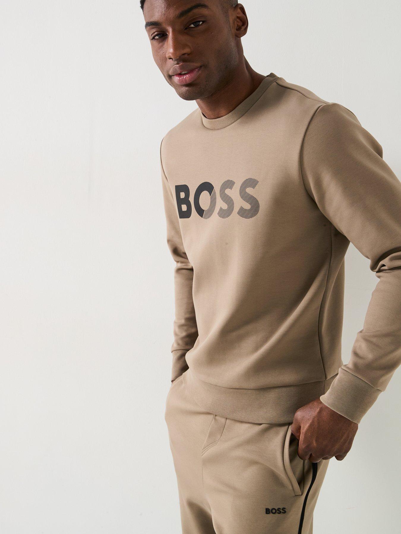  image of boss-headlo-tape-trim-regular-fit-cuff-joggers-light-khaki