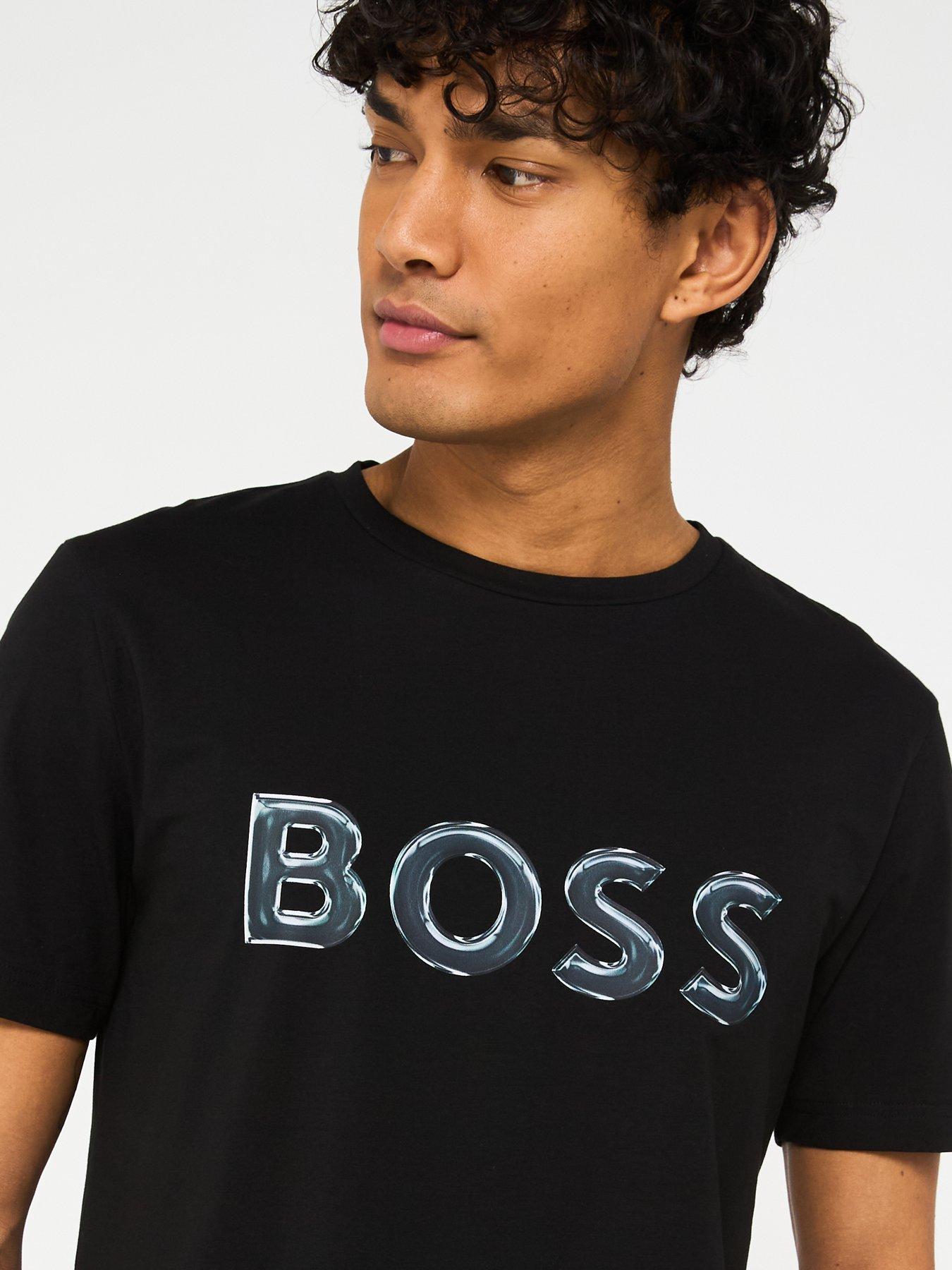  image of boss-tee-logo-regular-fit-logo-t-shirt--black