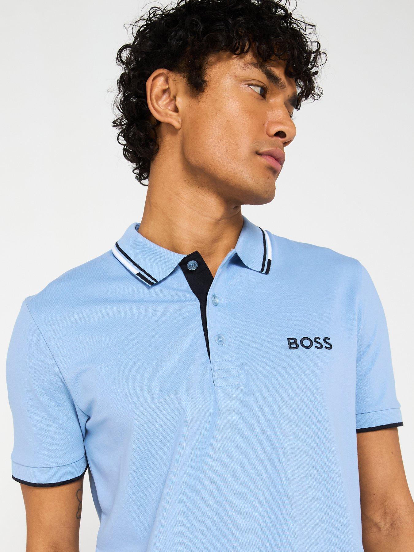  image of boss-paddy-pro-regular-fit-tipping-polo-shirt-light-blue