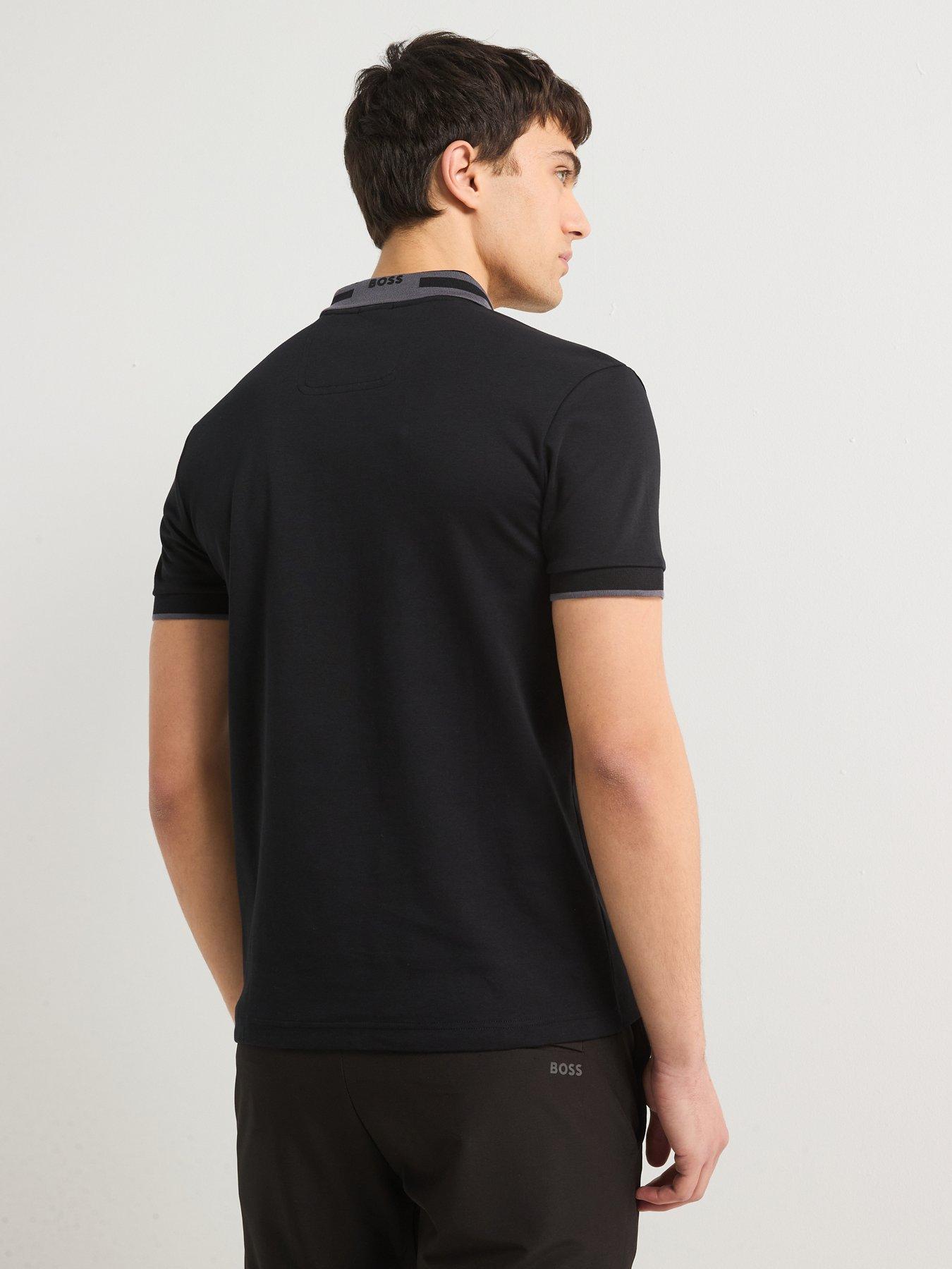Image 2 of 6 of BOSS Paule Tape Placket Polo Shirt- Black