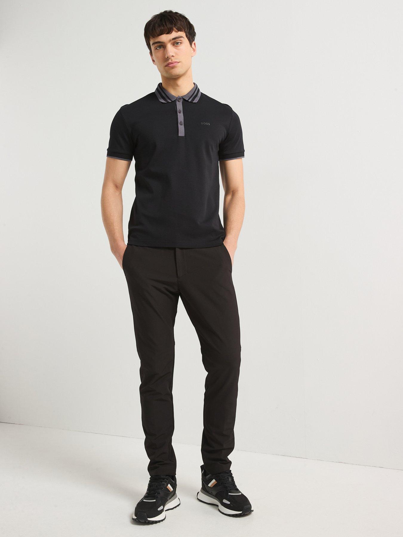Image 3 of 6 of BOSS Paule Tape Placket Polo Shirt- Black