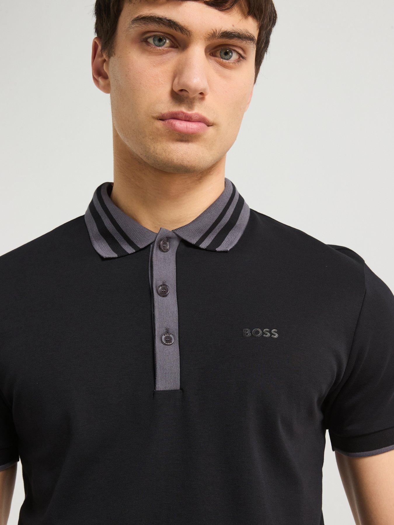 Image 4 of 6 of BOSS Paule Tape Placket Polo Shirt- Black