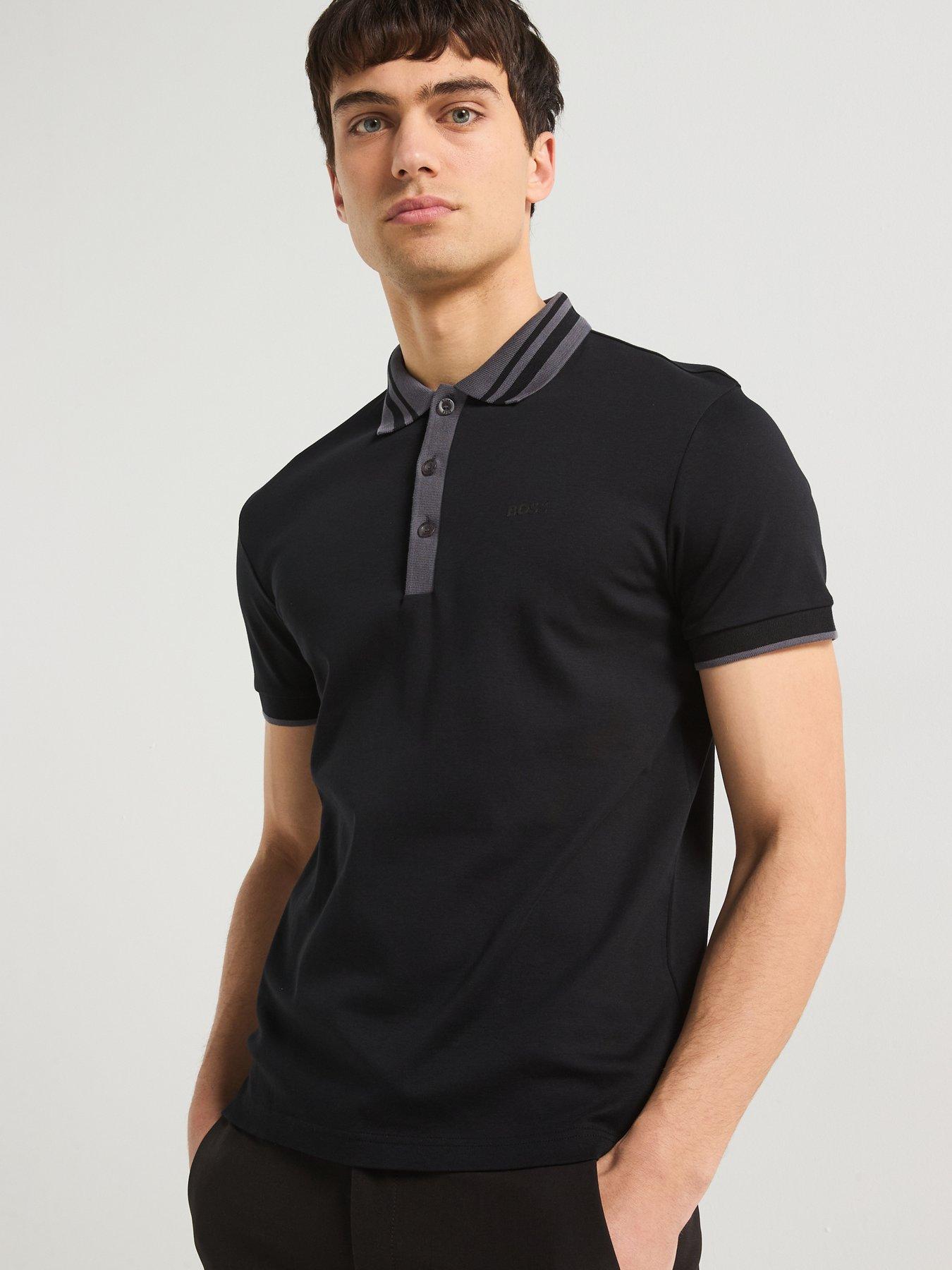 Image 5 of 6 of BOSS Paule Tape Placket Polo Shirt- Black