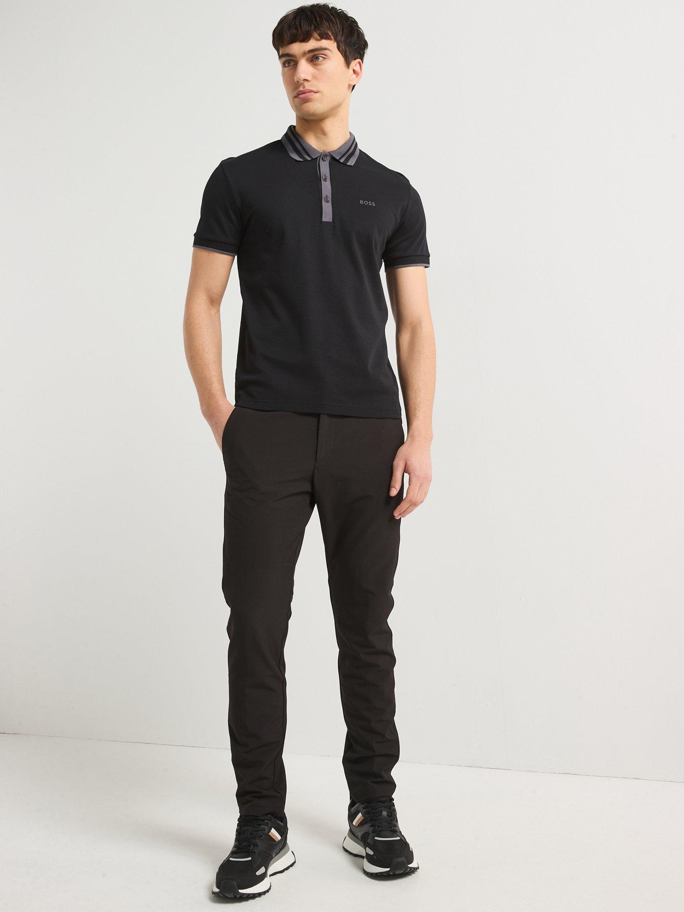 Image 6 of 6 of BOSS Paule Tape Placket Polo Shirt- Black