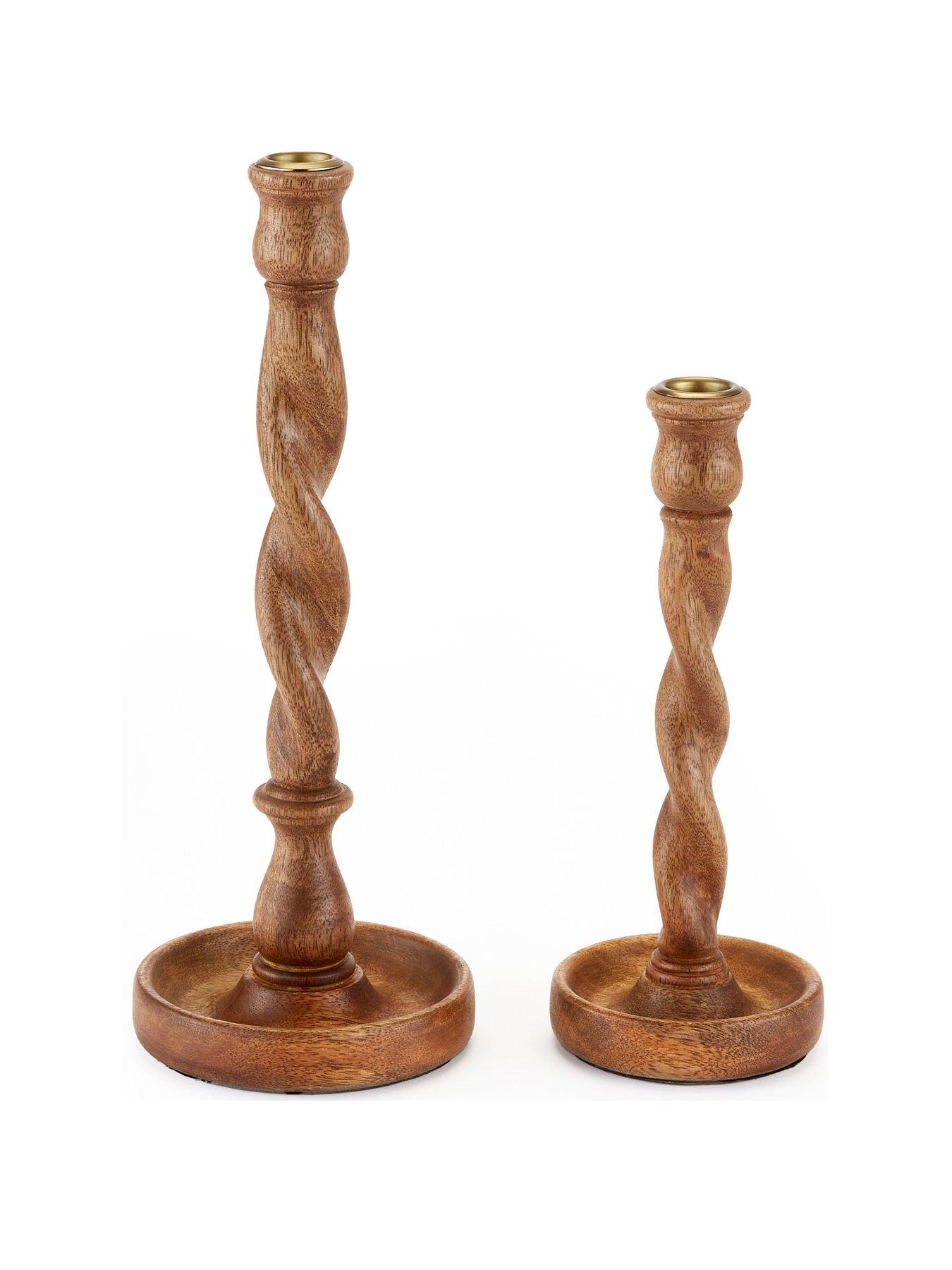 Image 2 of 6 of The Very Collection Set of 2 Twist Wooden Candlestick Holders