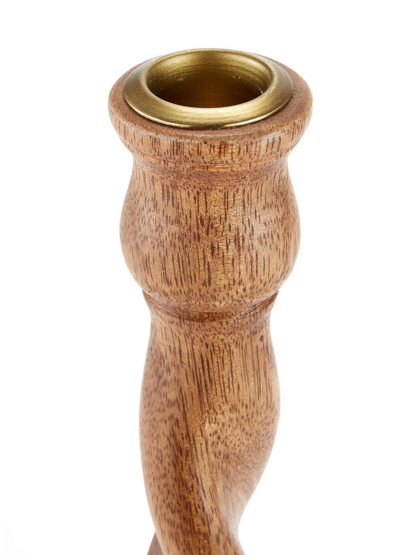 Image 4 of 6 of The Very Collection Set of 2 Twist Wooden Candlestick Holders