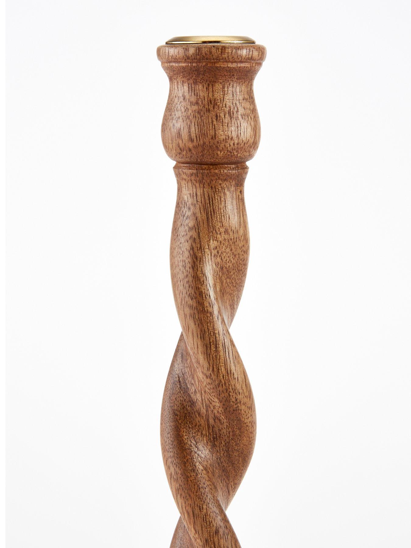 Image 6 of 6 of The Very Collection Set of 2 Twist Wooden Candlestick Holders