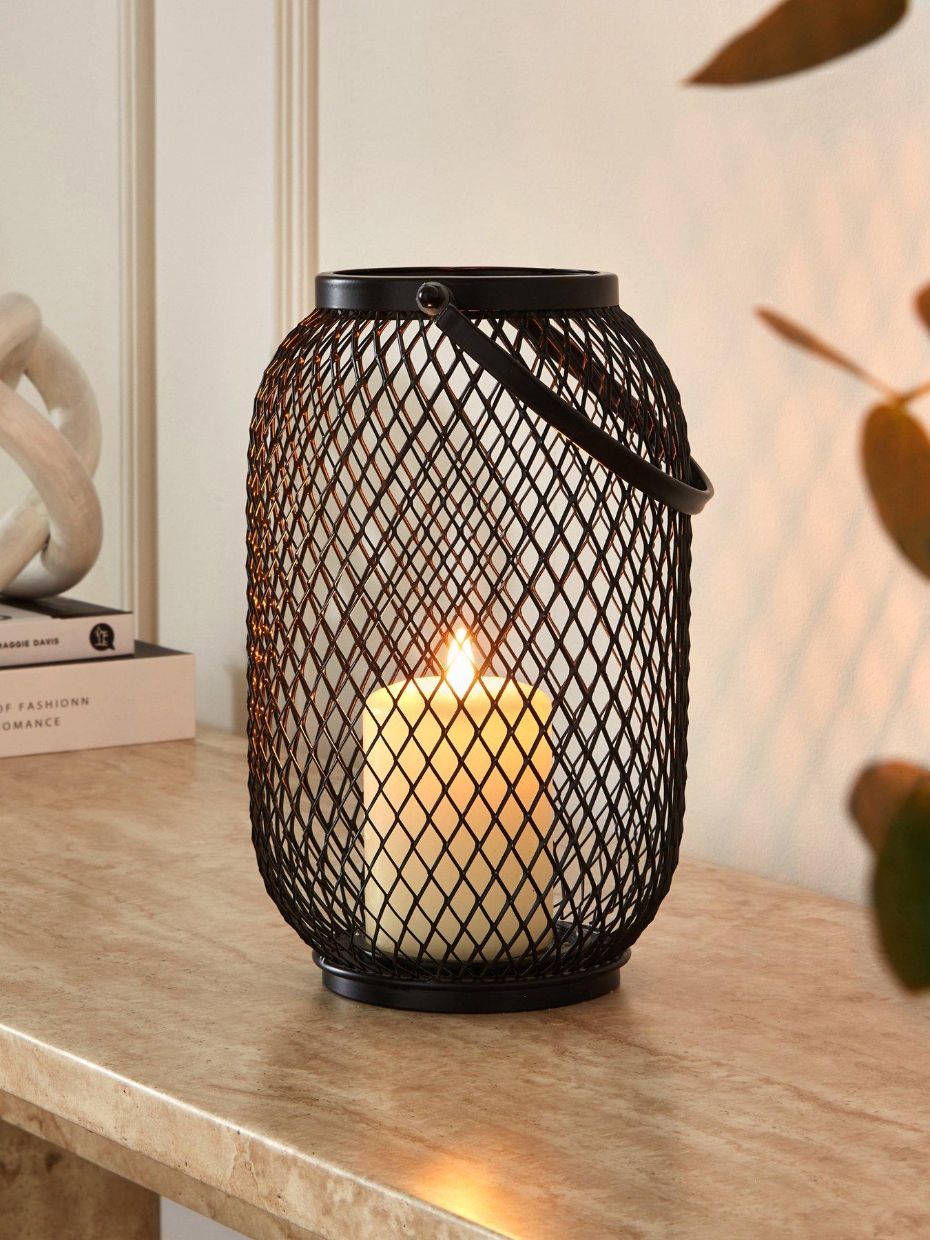 front image of the-very-collection-mesh-metal-lantern