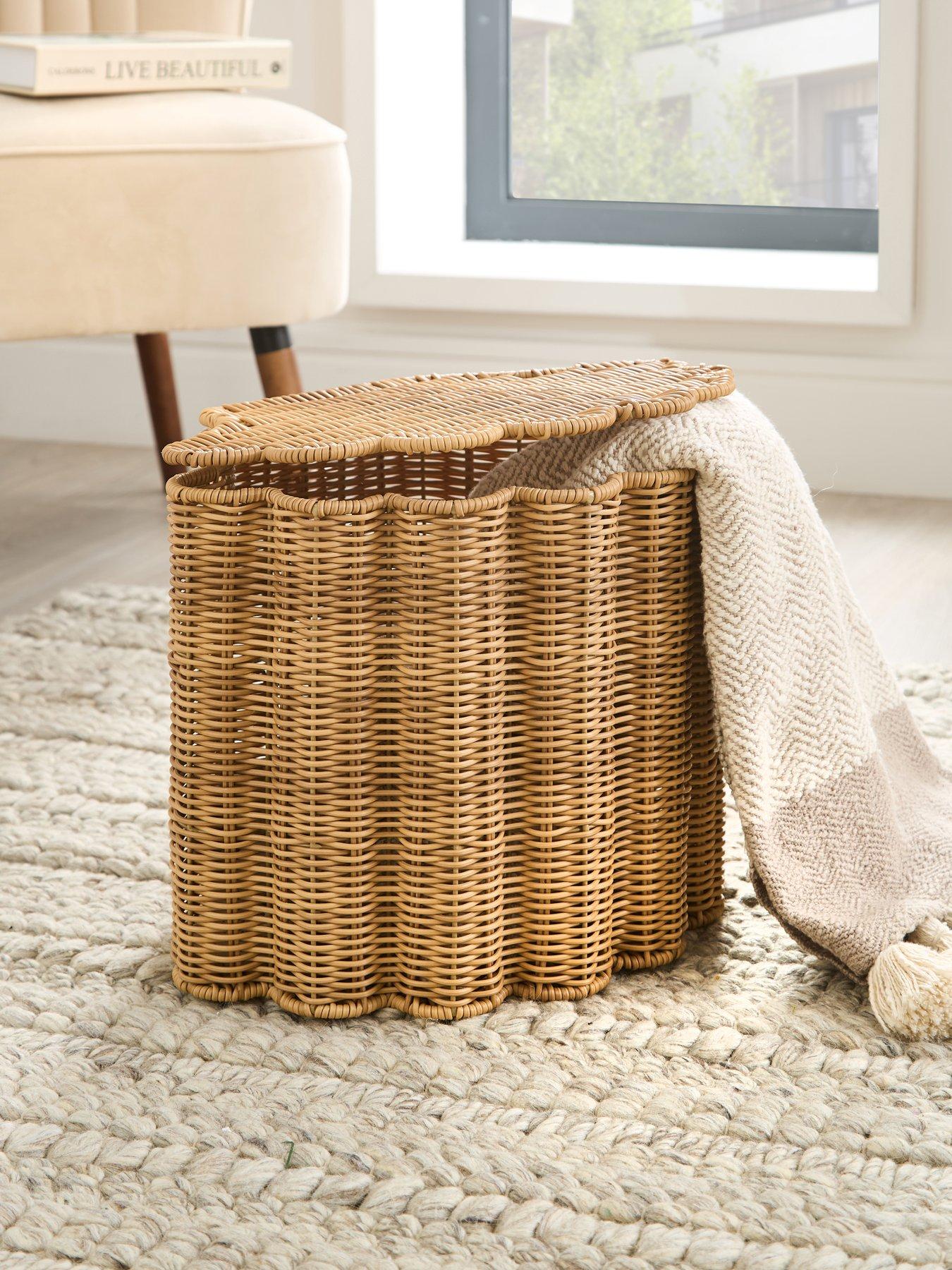  image of very-home-scalloped-basket-with-lid